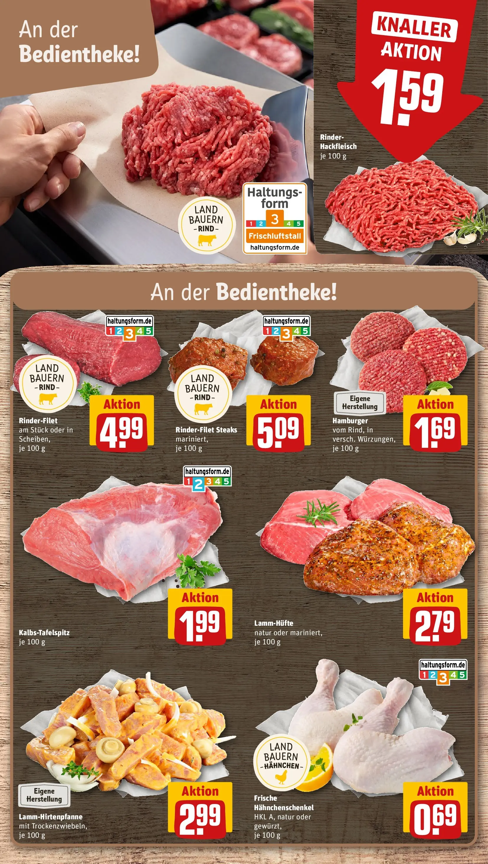 REWE Prospekt ab 03.08.2026 zum Blättern » Angebote | Seite: 10 | Produkte: Hahnchen, Hahnchenschenkel, Rinderfilet, Hackfleisch