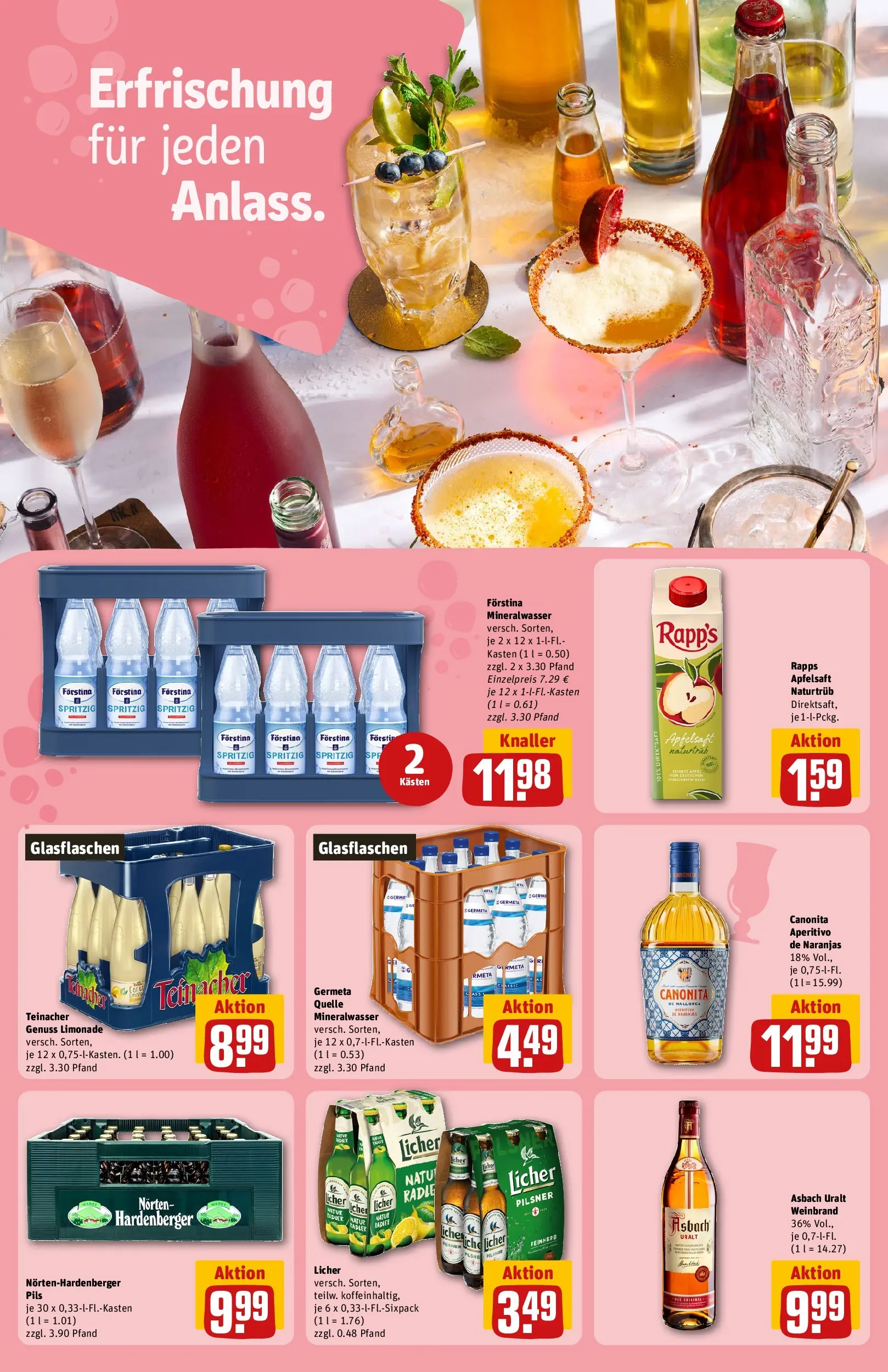 REWE Prospekt ab 03.08.2026 zum Blättern » Angebote | Seite: 19 | Produkte: Pils, Limonade, Apfelsaft, Saft