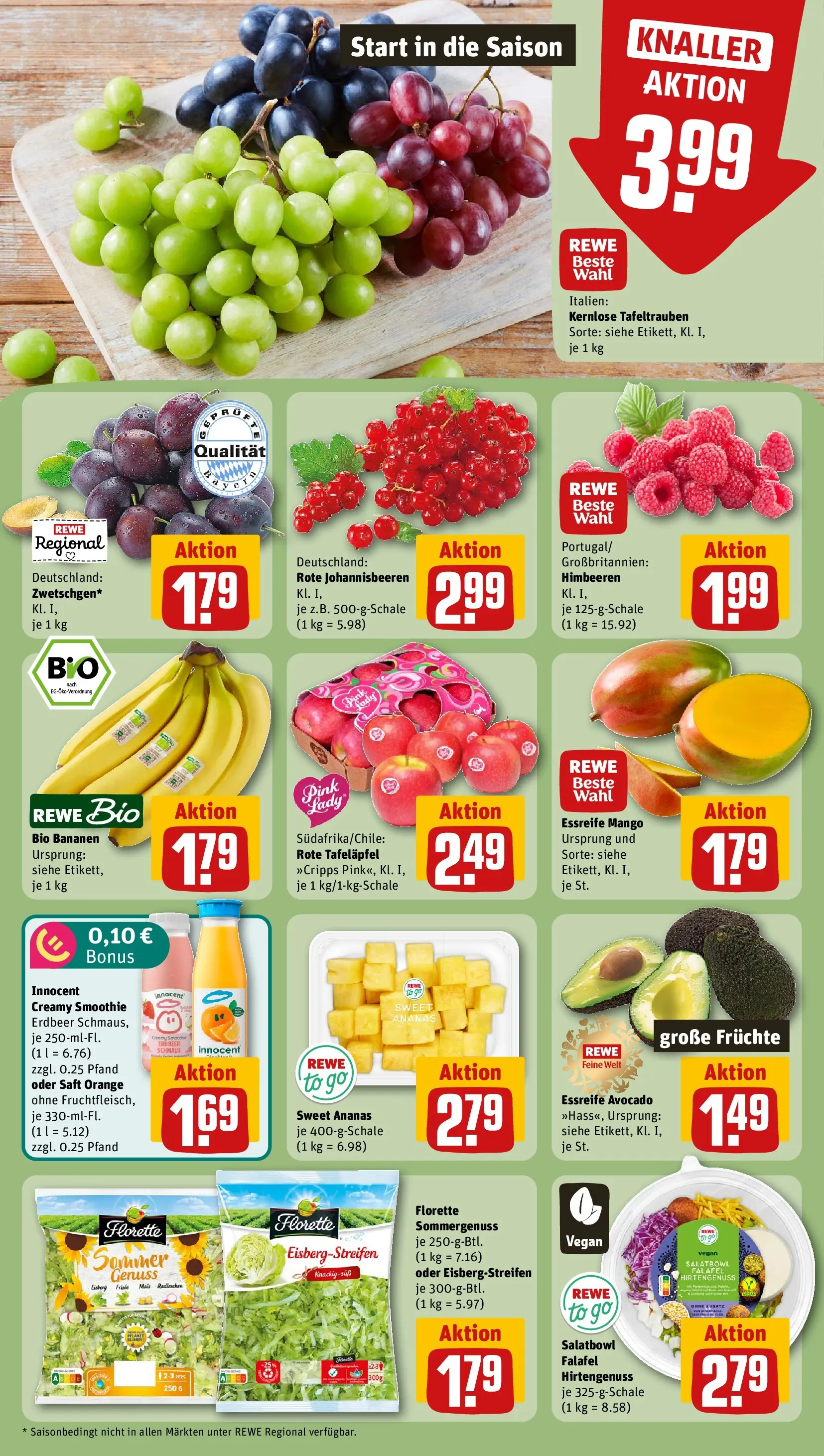 REWE Prospekt ab 03.08.2026 zum Blättern » Angebote | Seite: 6 | Produkte: Bananen, Ananas, Mango, Saft