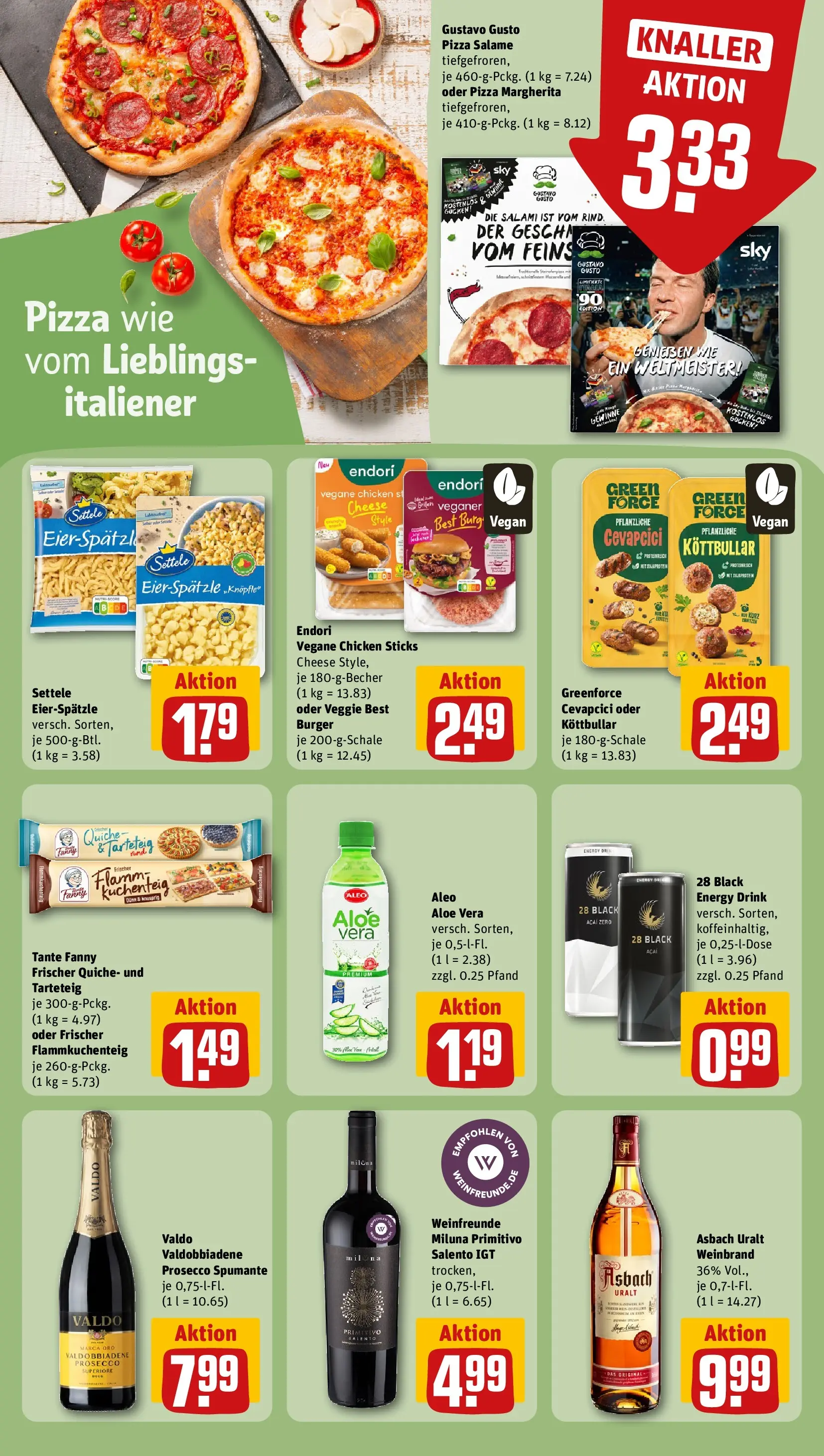 REWE Prospekt ab 03.08.2026 zum Blättern » Angebote | Seite: 13 | Produkte: Gustavo gusto, Cevapcici, Burger, Prosecco