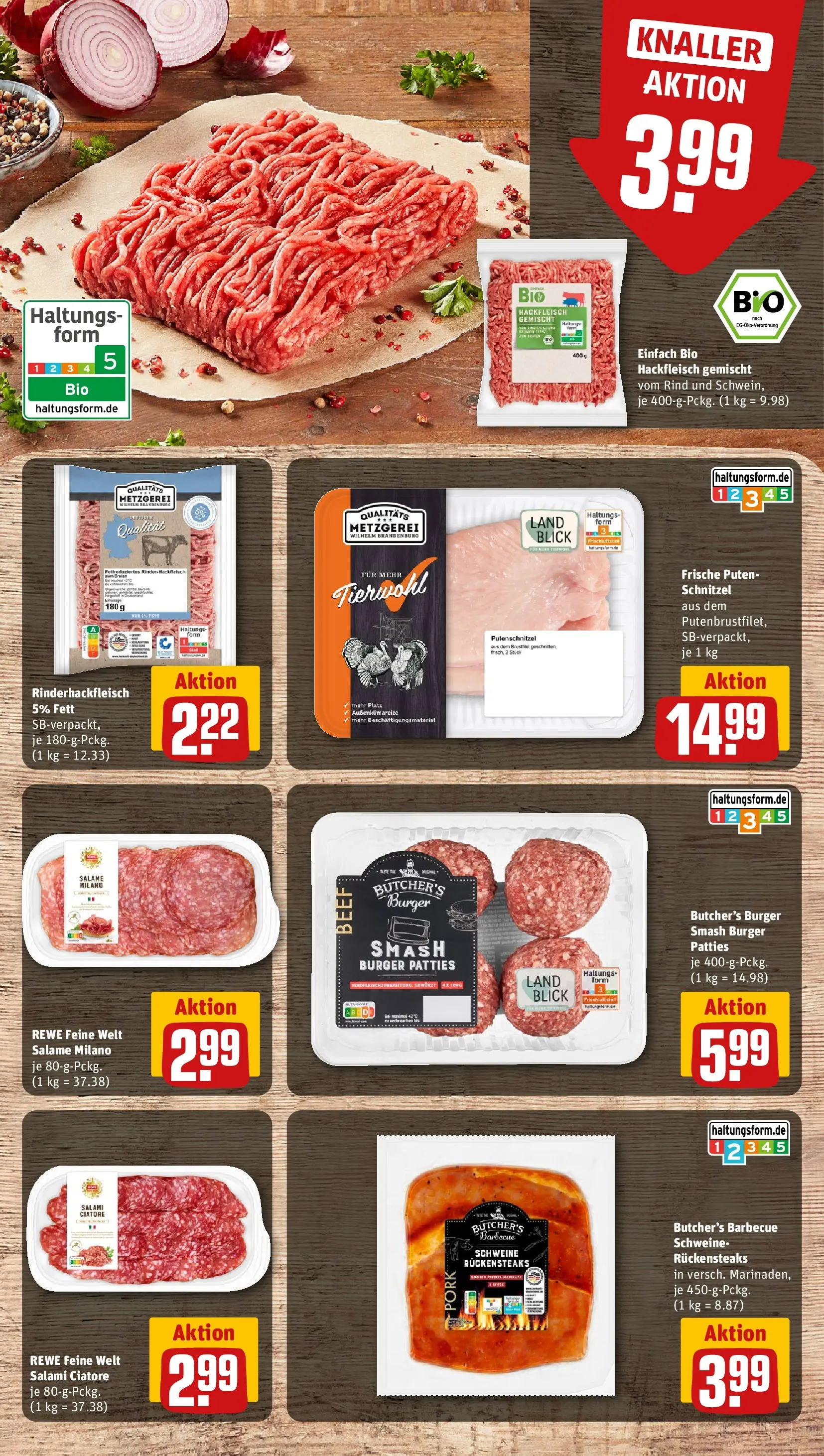 REWE Prospekt ab 03.08.2026 zum Blättern » Angebote | Seite: 8 | Produkte: Burger, Schnitzel, Putenschnitzel, Hackfleisch