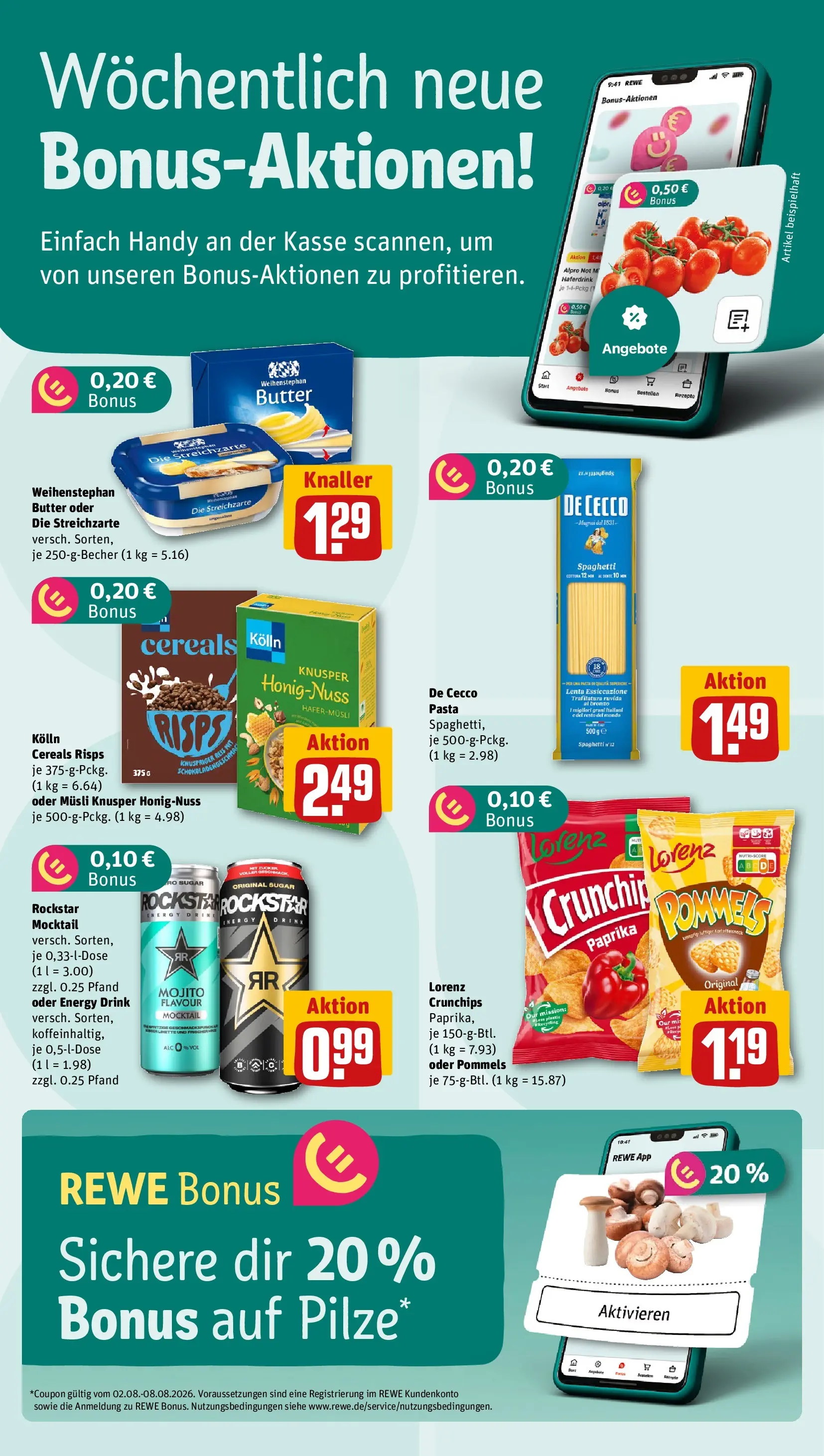 REWE Prospekt ab 03.08.2026 zum Blättern » Angebote | Seite: 2 | Produkte: Kolln, Rockstar, Alpro, Paprika