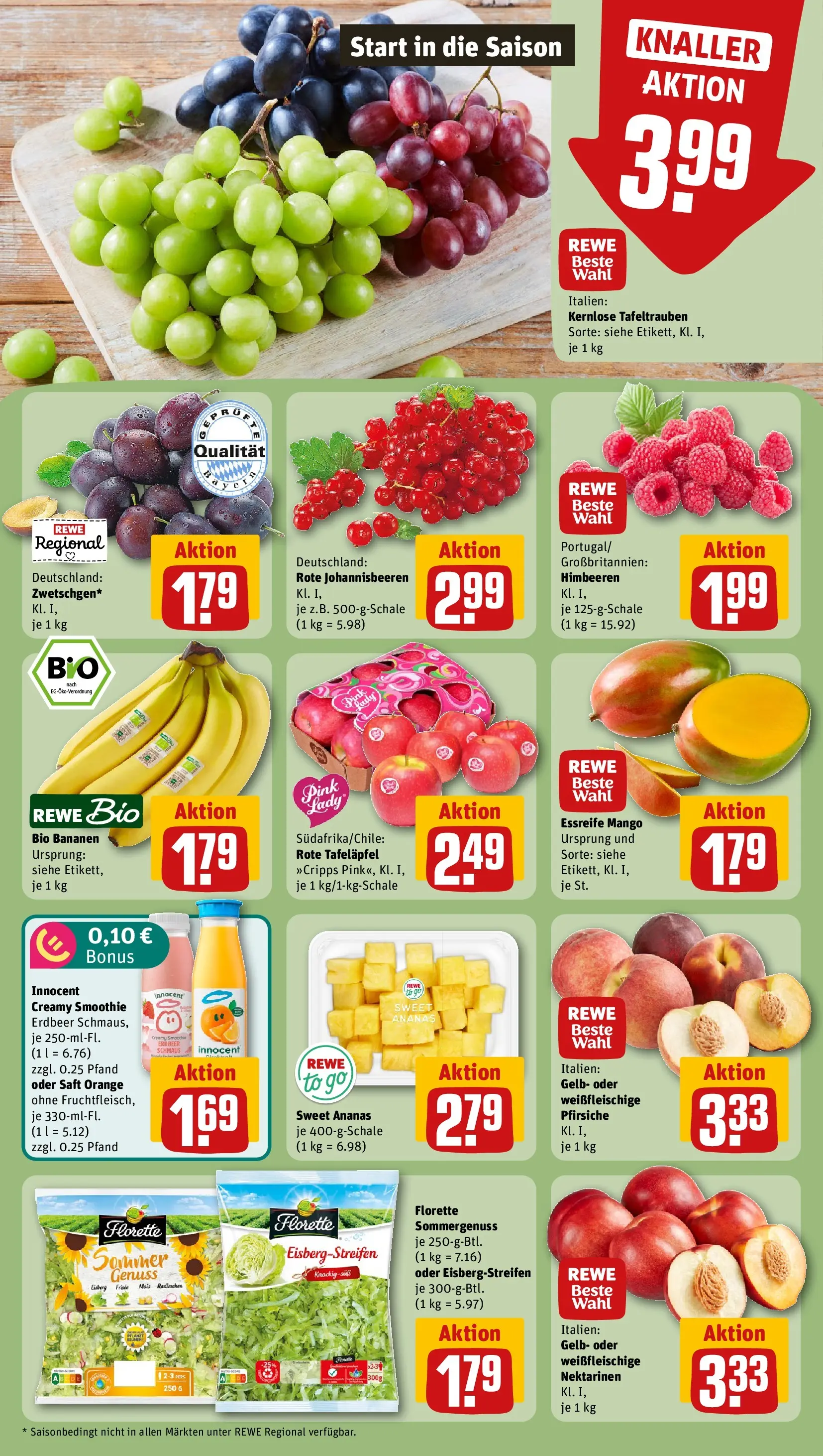REWE Prospekt ab 03.08.2026 zum Blättern » Angebote | Seite: 6 | Produkte: Himbeeren, Nektarinen, Ananas, Saft