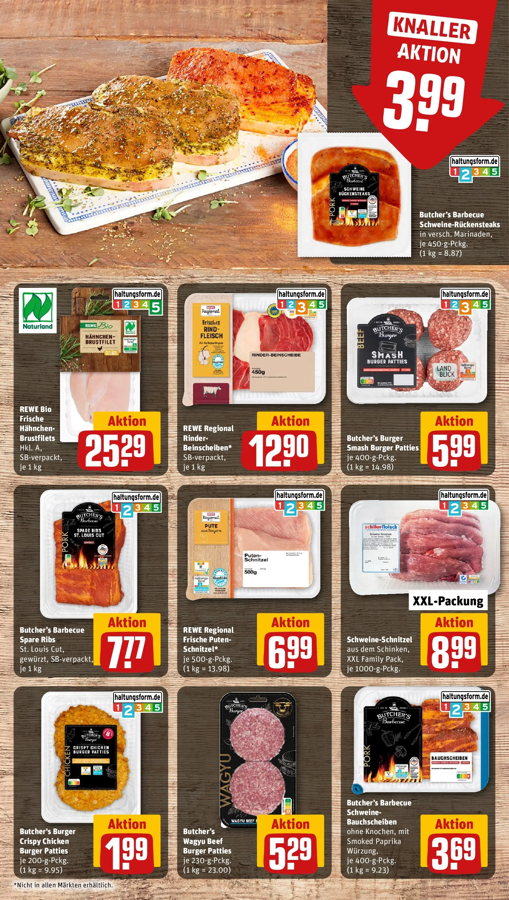 REWE Prospekt ab 03.08.2026 zum Blättern » Angebote | Seite: 8 | Produkte: Spare ribs, Burger, Schnitzel, Fleisch