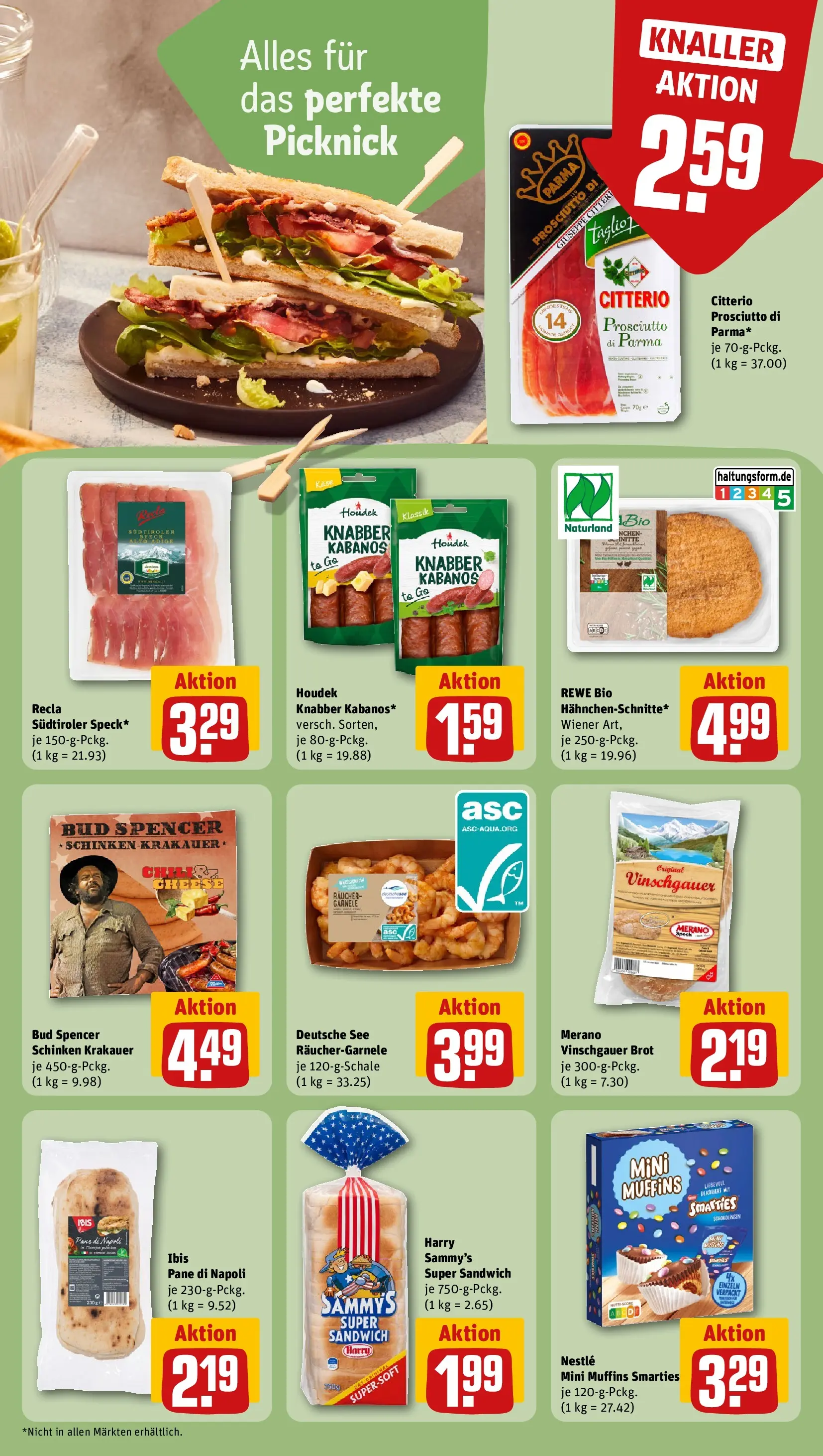 REWE Prospekt ab 03.08.2026 zum Blättern » Angebote | Seite: 14 | Produkte: Smarties, Pane, Brot, Schinken