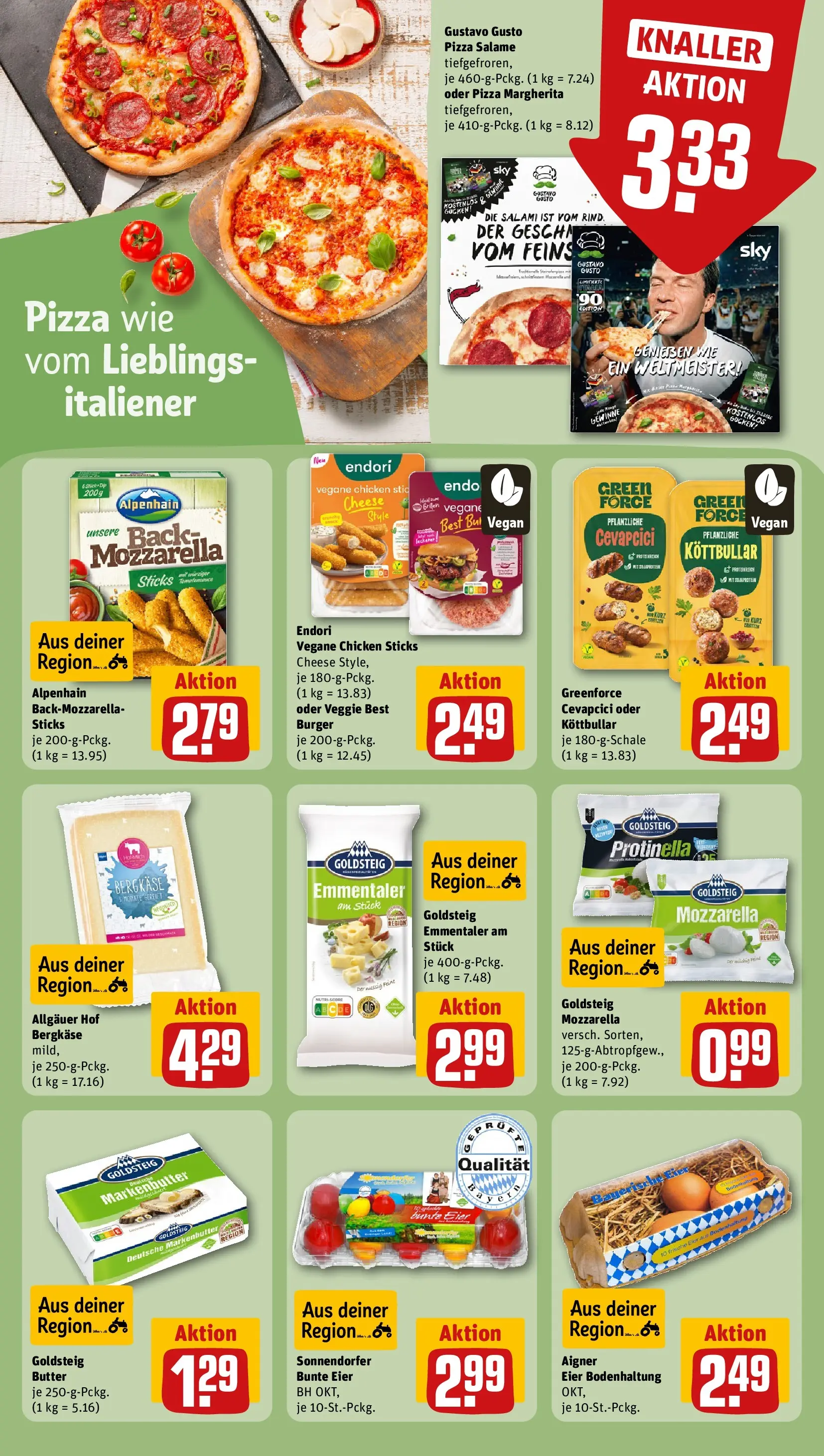 REWE Prospekt ab 03.08.2026 zum Blättern » Angebote | Seite: 15 | Produkte: Mozzarella, Burger, BH, Pizza
