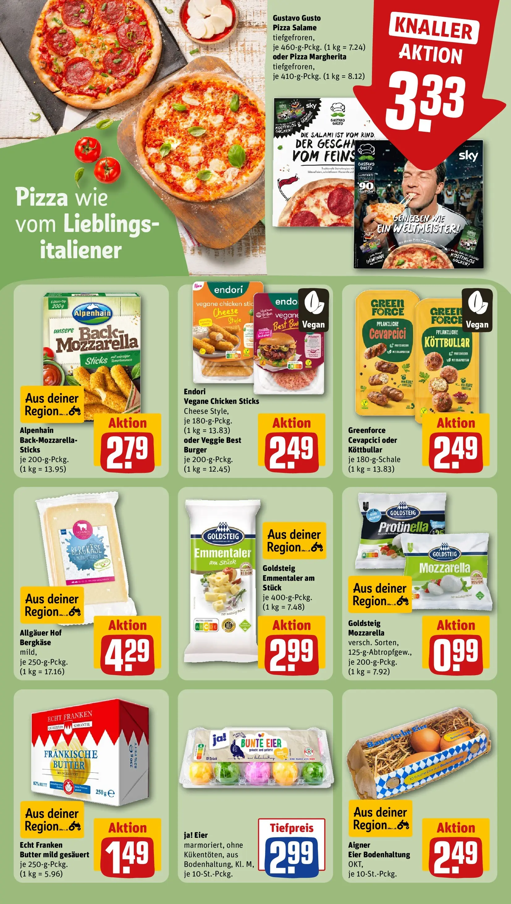 REWE Prospekt ab 03.08.2026 zum Blättern » Angebote | Seite: 17 | Produkte: Gustavo gusto, Cevapcici, Burger, Salami