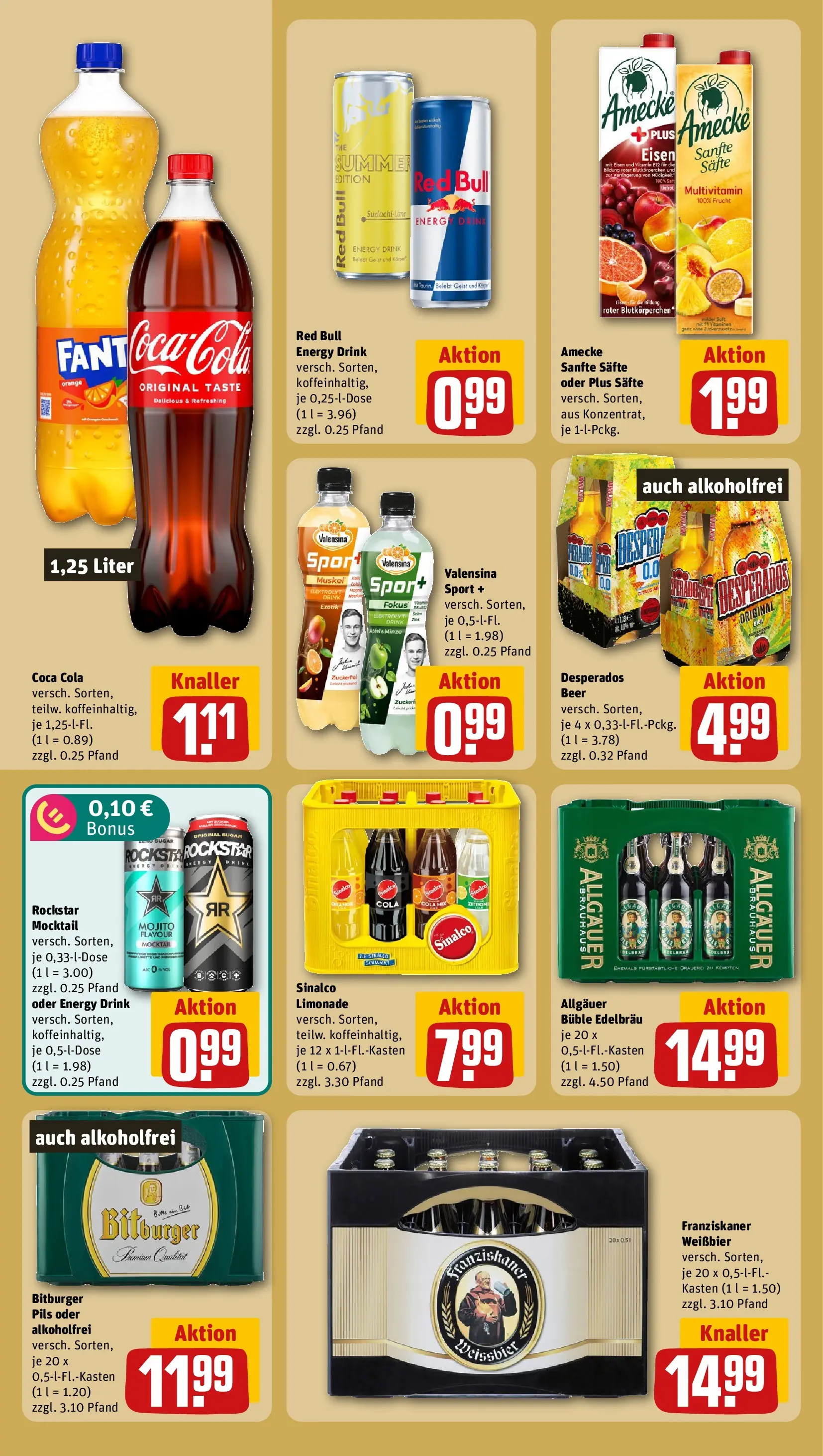 REWE Prospekt ab 03.08.2026 zum Blättern » Angebote | Seite: 14 | Produkte: Bitburger, Rockstar, Valensina, Desperados
