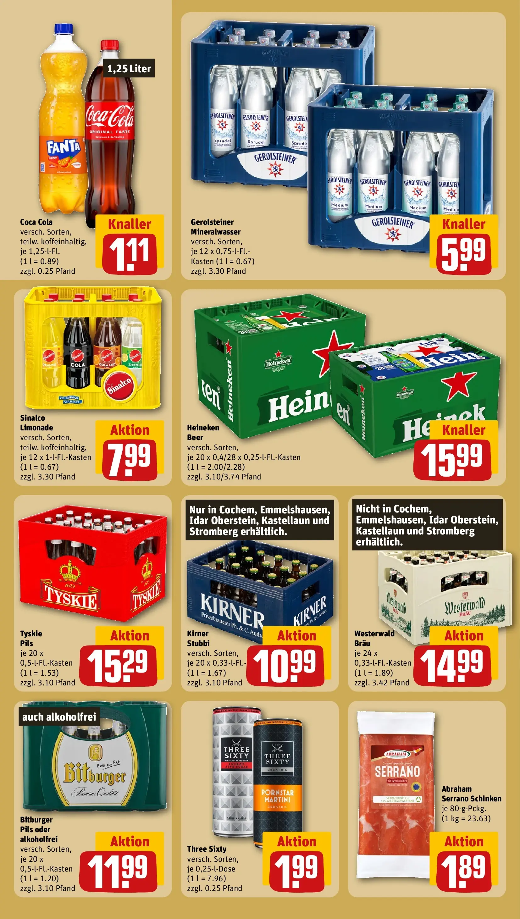 REWE Prospekt ab 03.08.2026 zum Blättern » Angebote | Seite: 14 | Produkte: Cola, Pils, Mineralwasser, Schinken