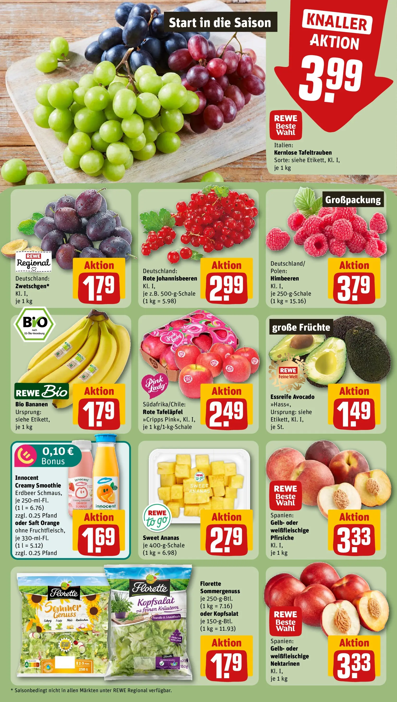 REWE Prospekt ab 03.08.2026 zum Blättern » Angebote | Seite: 6 | Produkte: Nektarinen, Bananen, Ananas, Saft