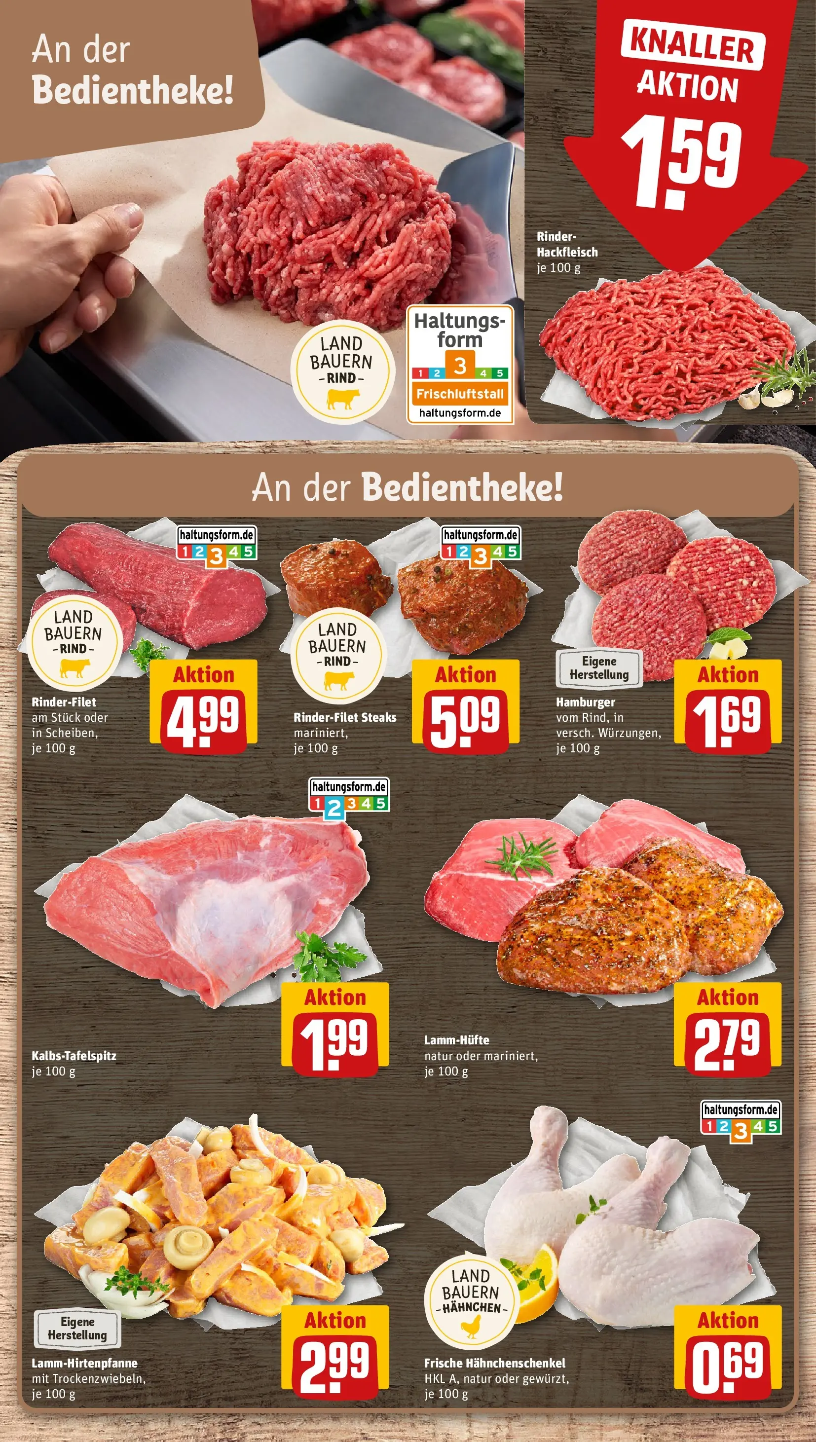 REWE Prospekt ab 03.08.2026 zum Blättern » Angebote | Seite: 10 | Produkte: Hahnchen, Hahnchenschenkel, Rinderfilet, Hackfleisch