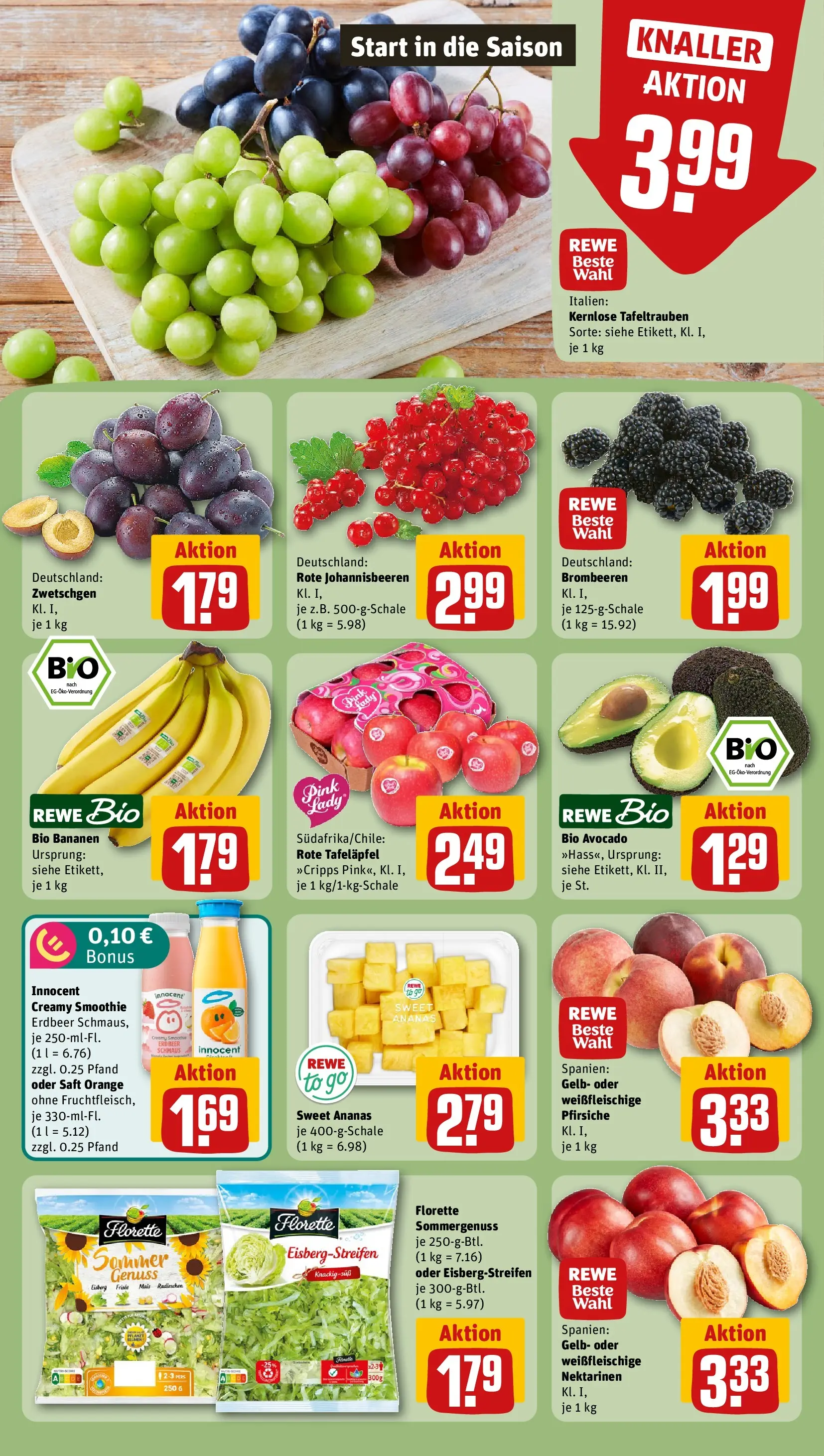 REWE Prospekt ab 03.08.2026 zum Blättern » Angebote | Seite: 6 | Produkte: Nektarinen, Zwetschgen, Avocado, Saft