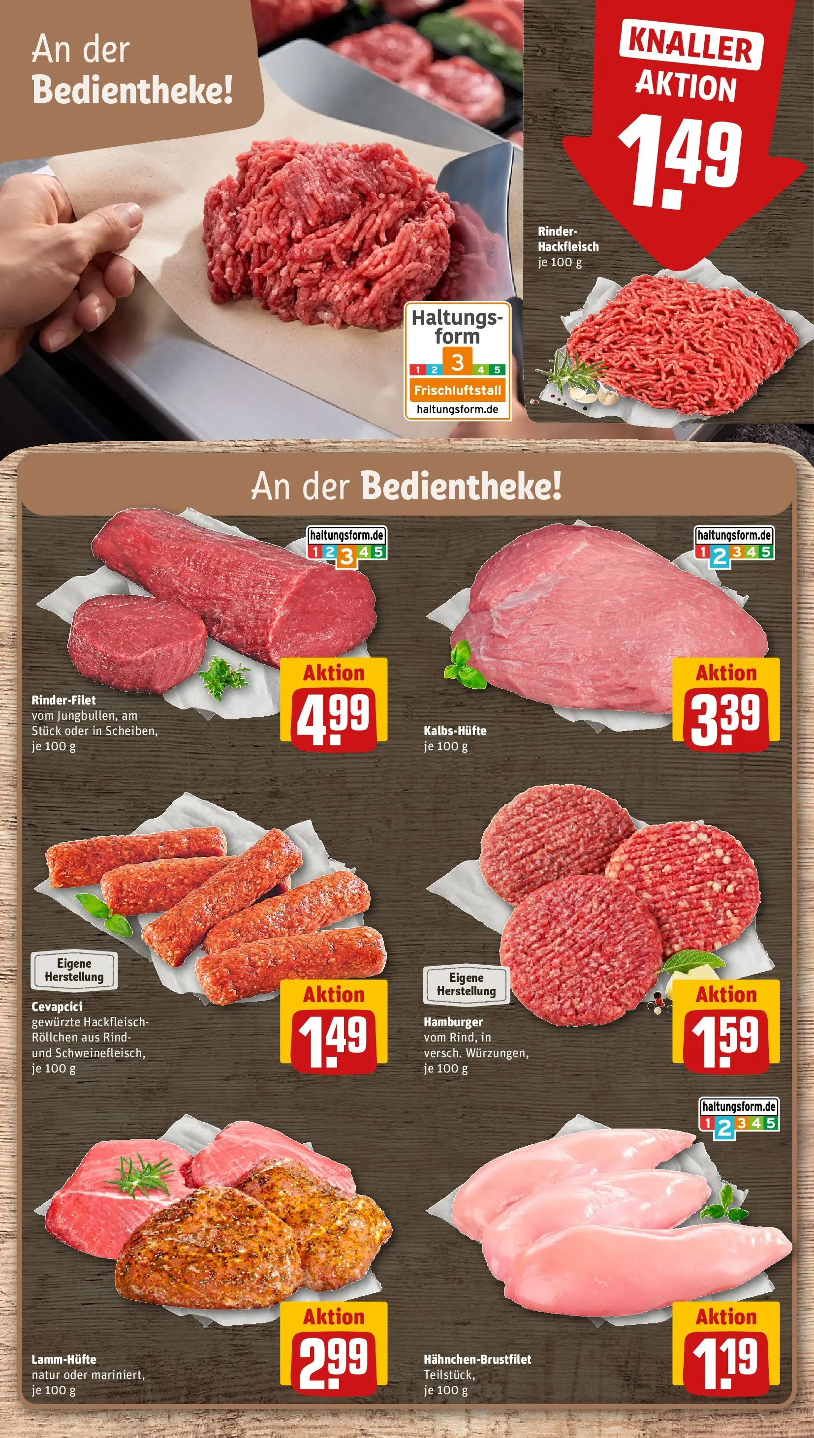 REWE Prospekt ab 03.08.2026 zum Blättern » Angebote | Seite: 8 | Produkte: Rinderfilet, Cevapcici, Hackfleisch