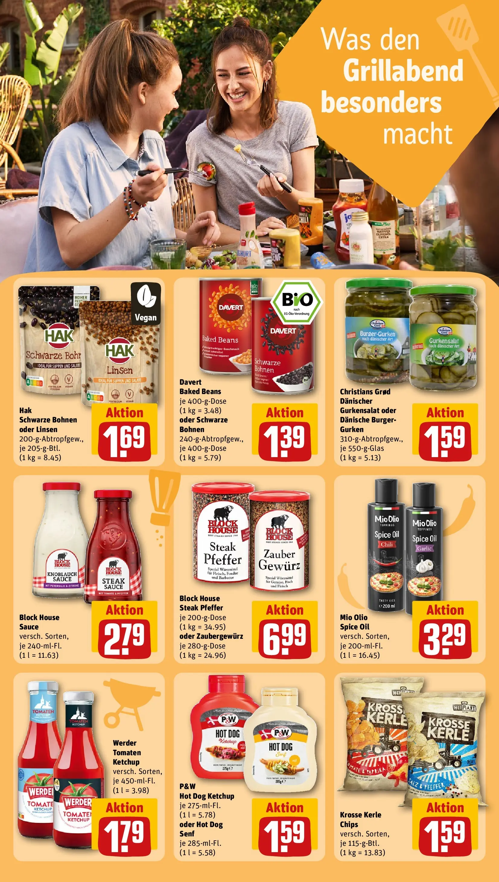 REWE Prospekt ab 03.08.2026 zum Blättern » Angebote | Seite: 16 | Produkte: Burger, Steak, Ketchup, Gurken