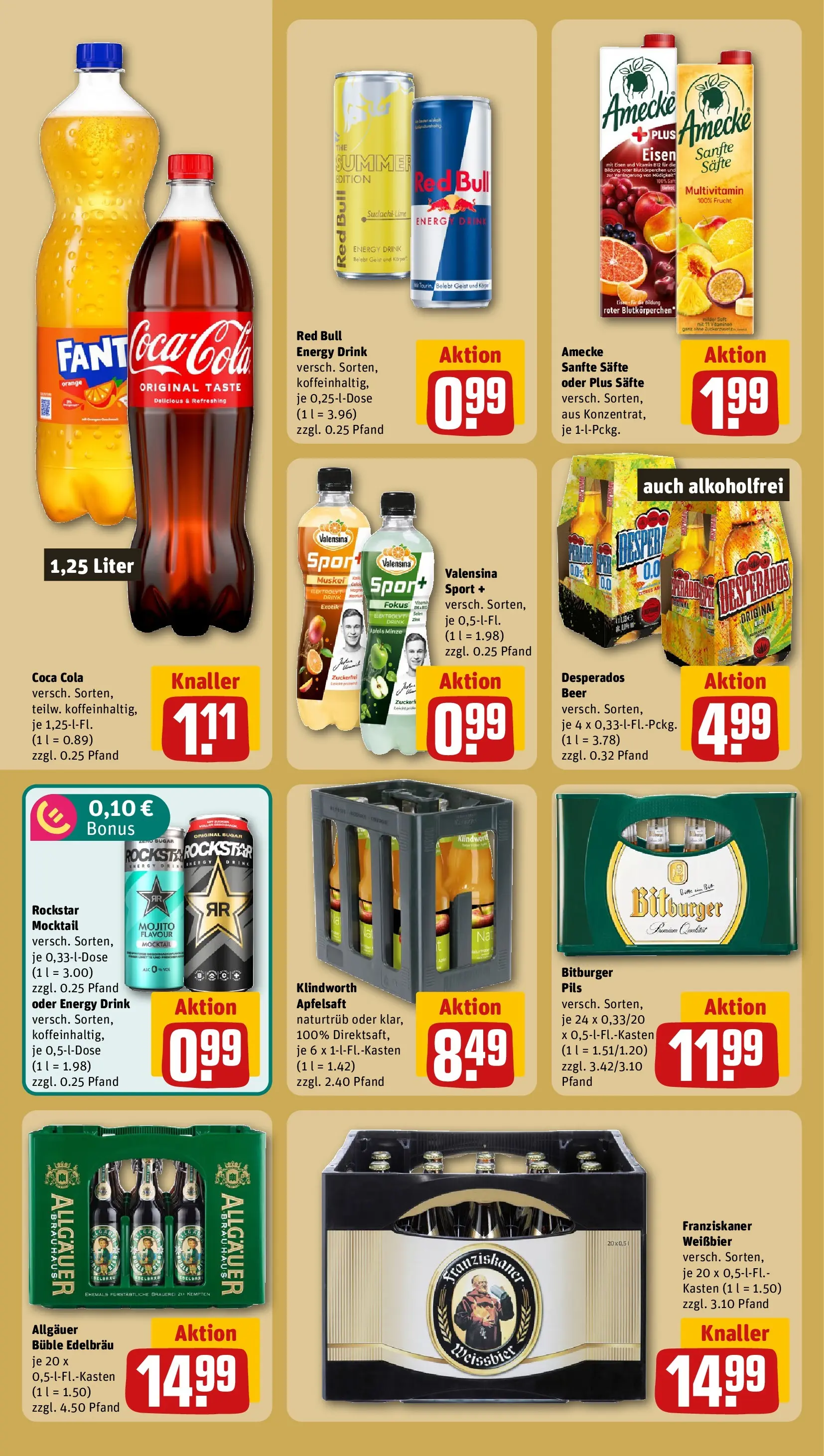 REWE Prospekt ab 03.08.2026 zum Blättern » Angebote | Seite: 20 | Produkte: Franziskaner, Weißbier, Desperados, Saft