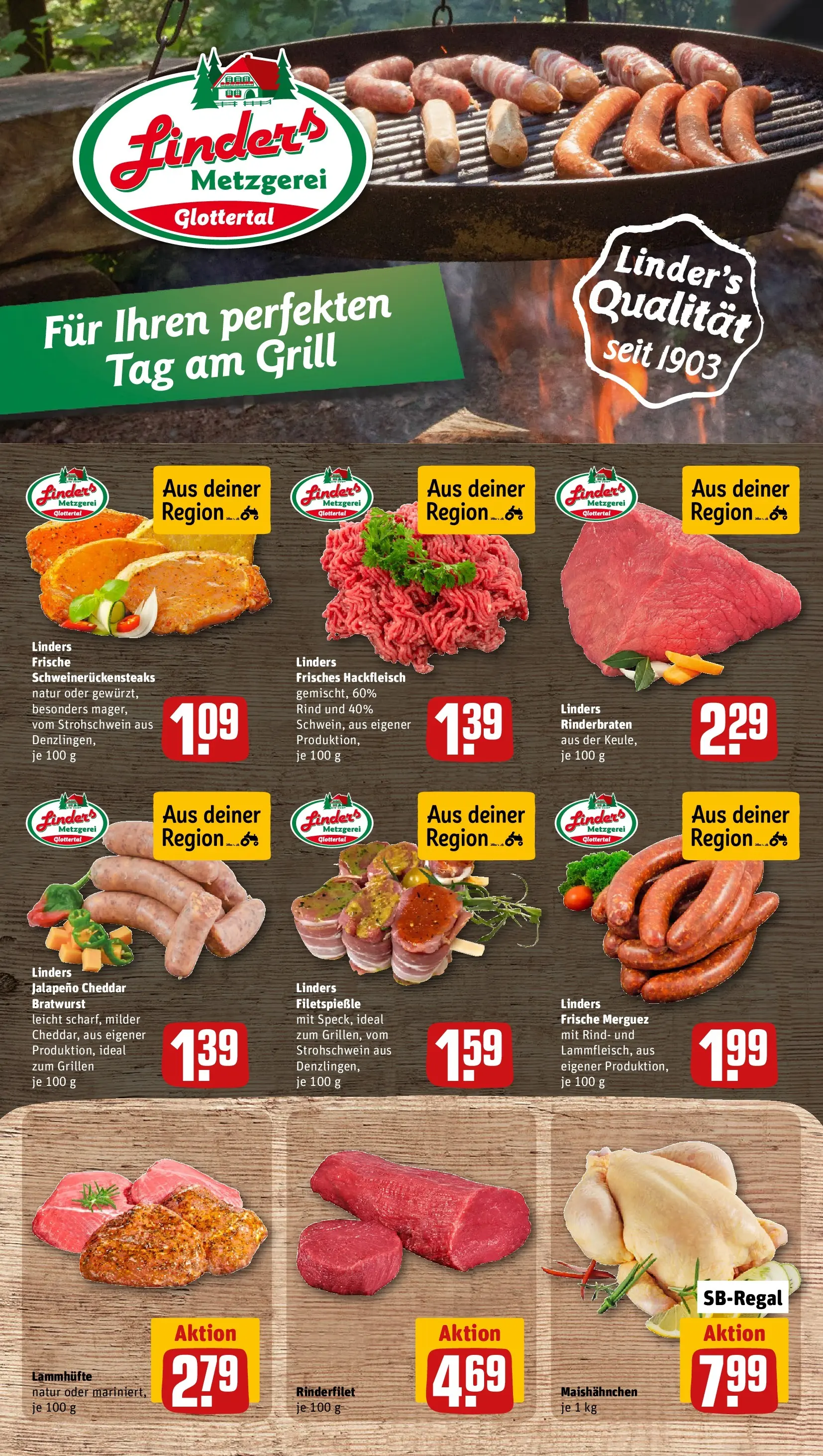 REWE Prospekt ab 03.08.2026 zum Blättern » Angebote | Seite: 10 | Produkte: Grill, Rinderfilet, Bratwurst, Hackfleisch