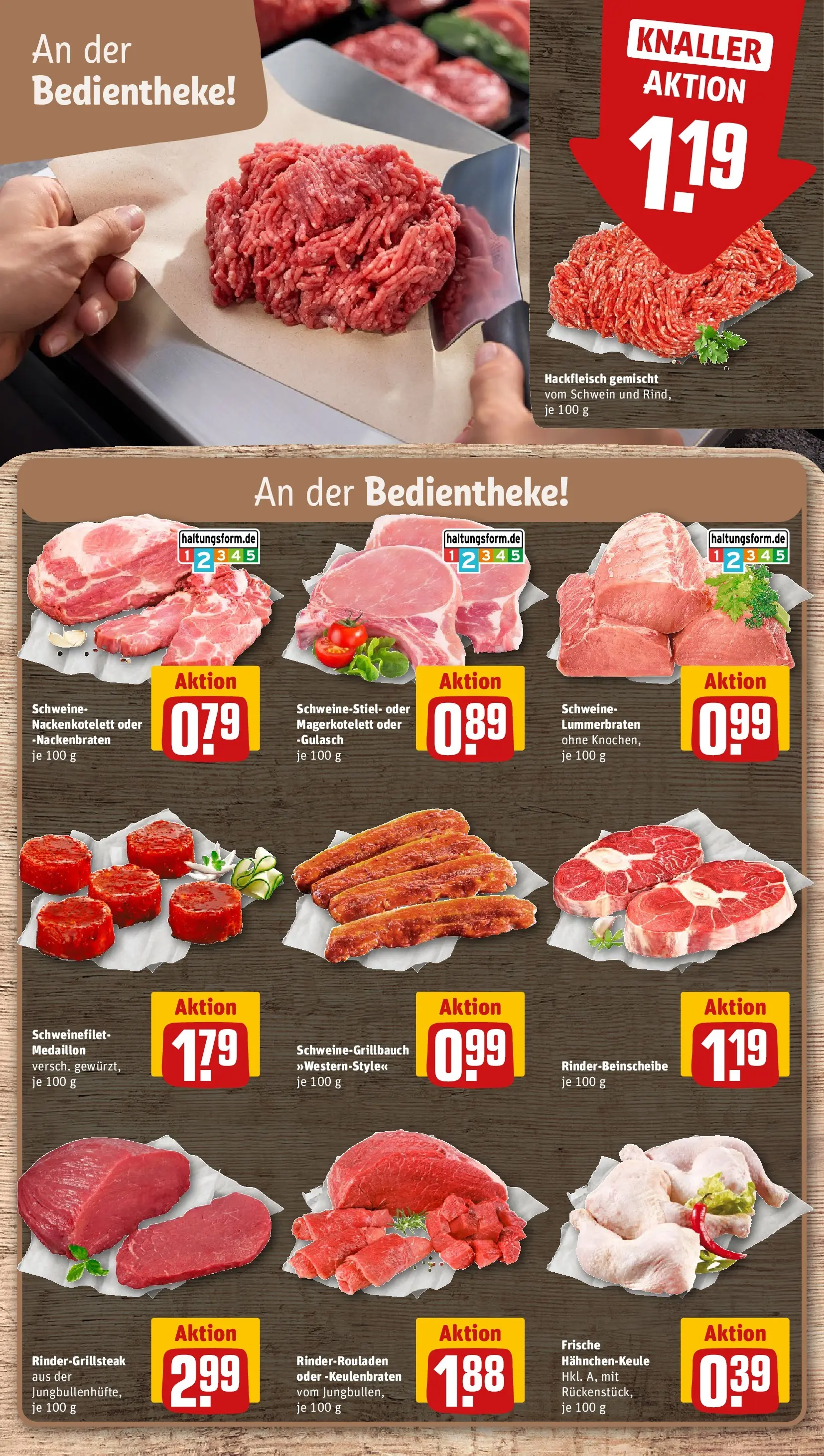 REWE Prospekt ab 03.08.2026 zum Blättern » Angebote | Seite: 8 | Produkte: Rinderrouladen, Schweinefilet, Gulasch, Hackfleisch