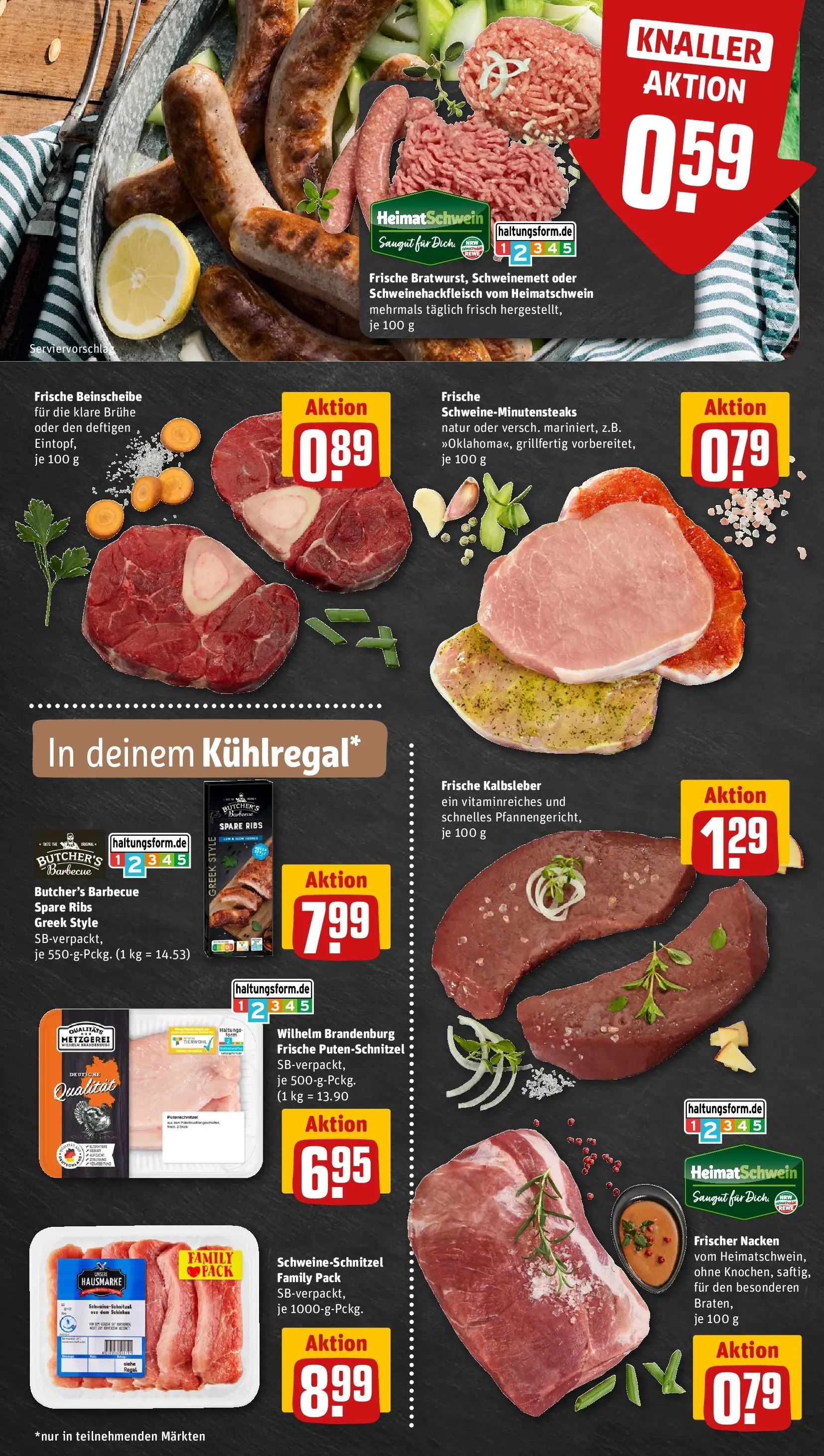 REWE Prospekt ab 03.08.2026 zum Blättern » Angebote | Seite: 6 | Produkte: Spare ribs, Kalbsleber, Putenschnitzel, Schinken
