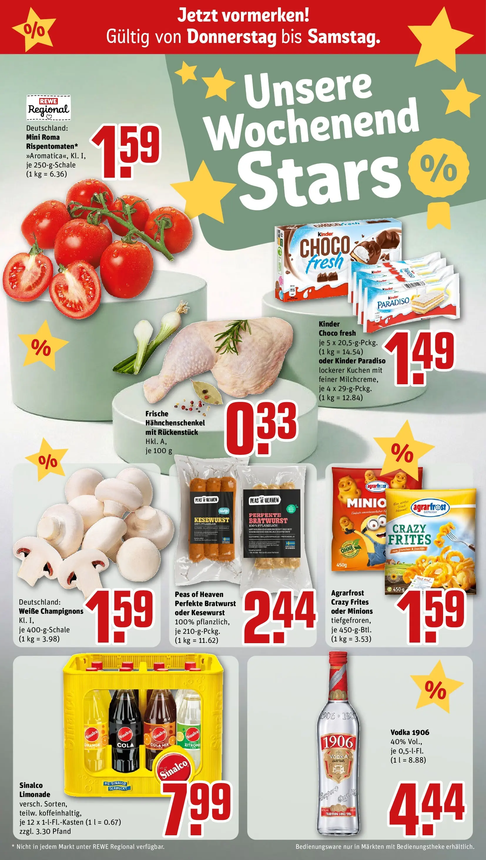 REWE Prospekt ab 03.08.2026 zum Blättern » Angebote | Seite: 27 | Produkte: Sinalco, Hahnchenschenkel, Limonade, Champignons