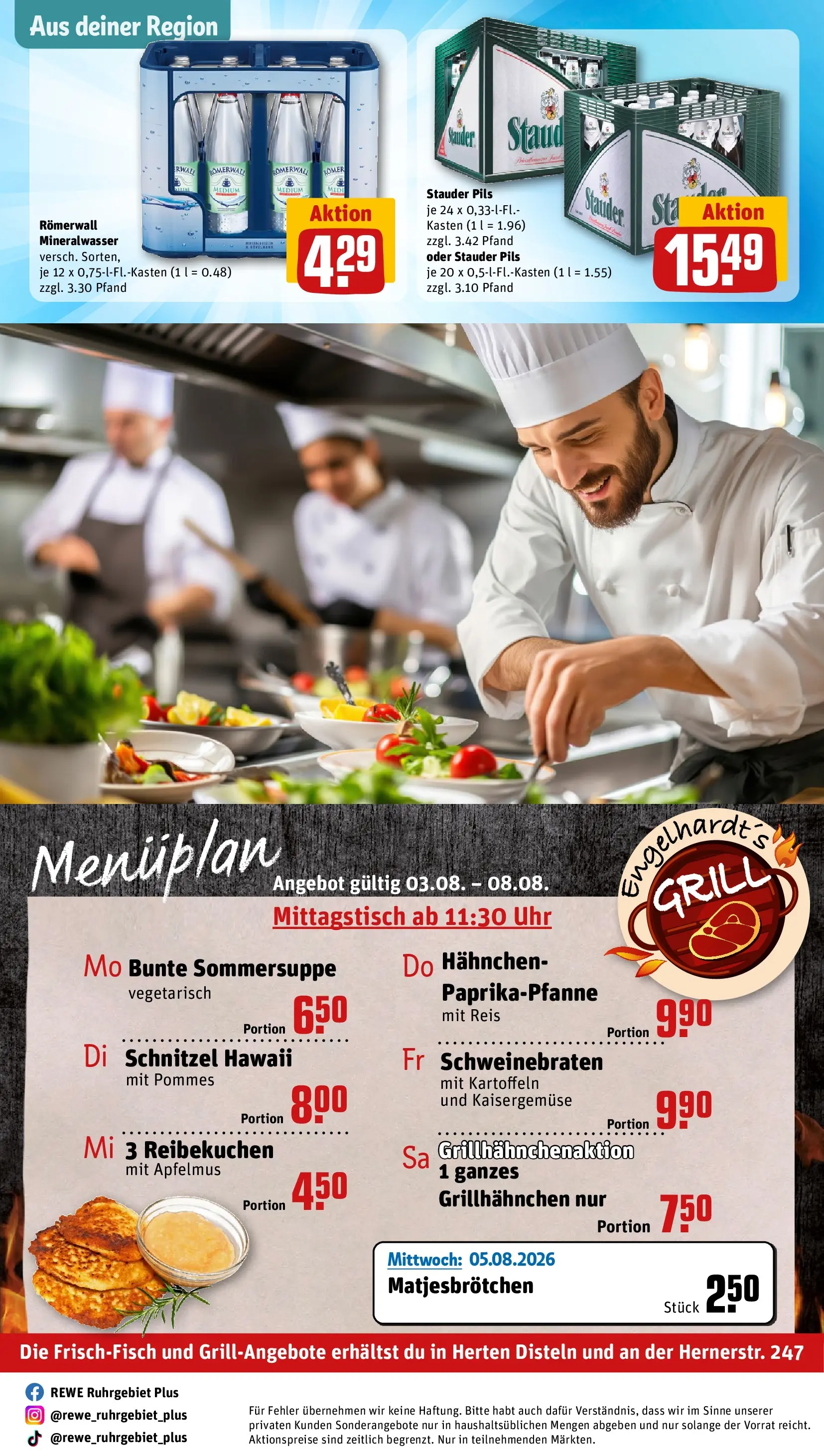 REWE Prospekt ab 03.08.2026 zum Blättern » Angebote | Seite: 33 | Produkte: Grill, Pommes, Reis, Uhr