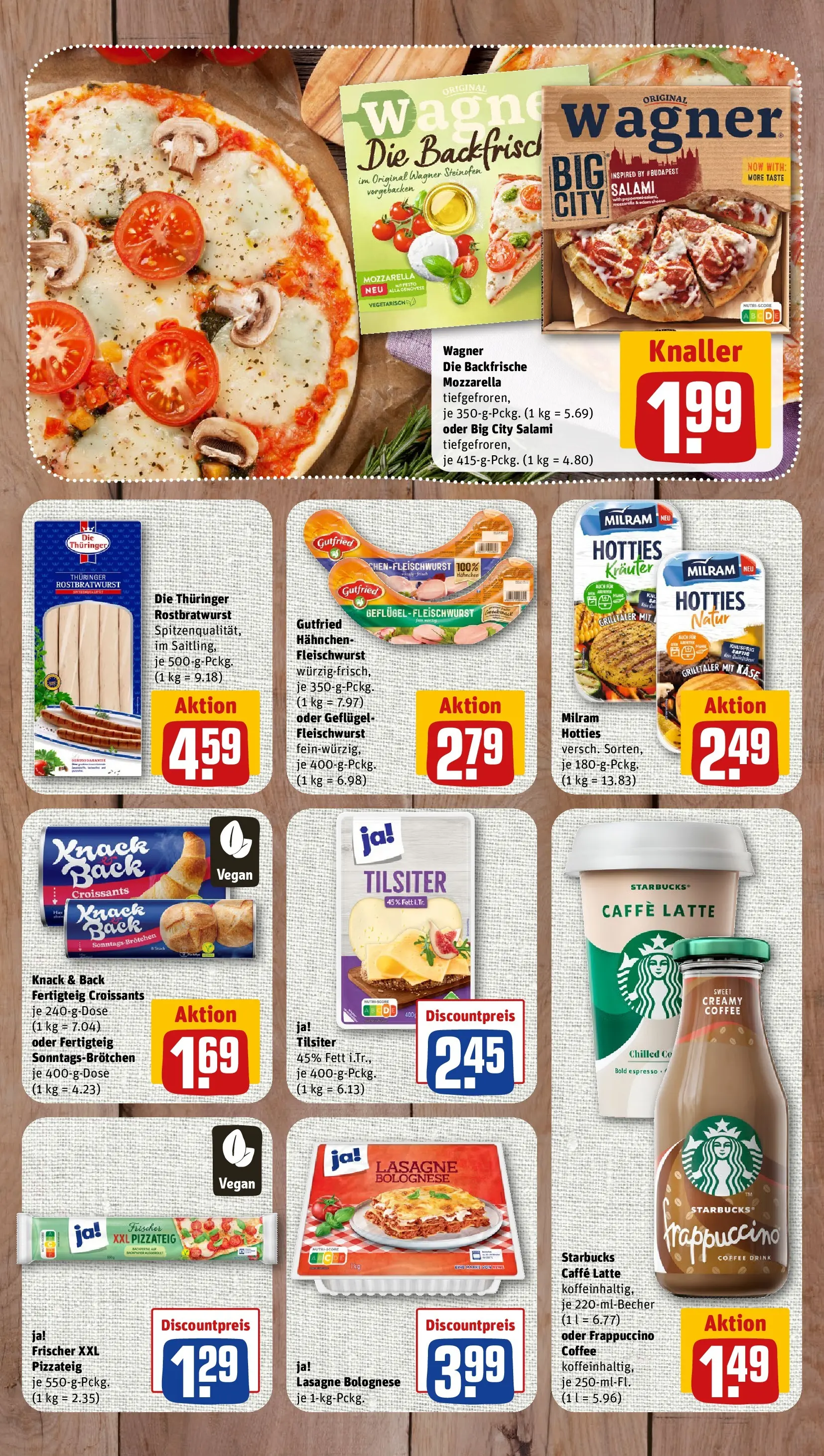 REWE Prospekt ab 03.08.2026 zum Blättern » Angebote | Seite: 7 | Produkte: Hahnchen, Starbucks, Milram, Salami