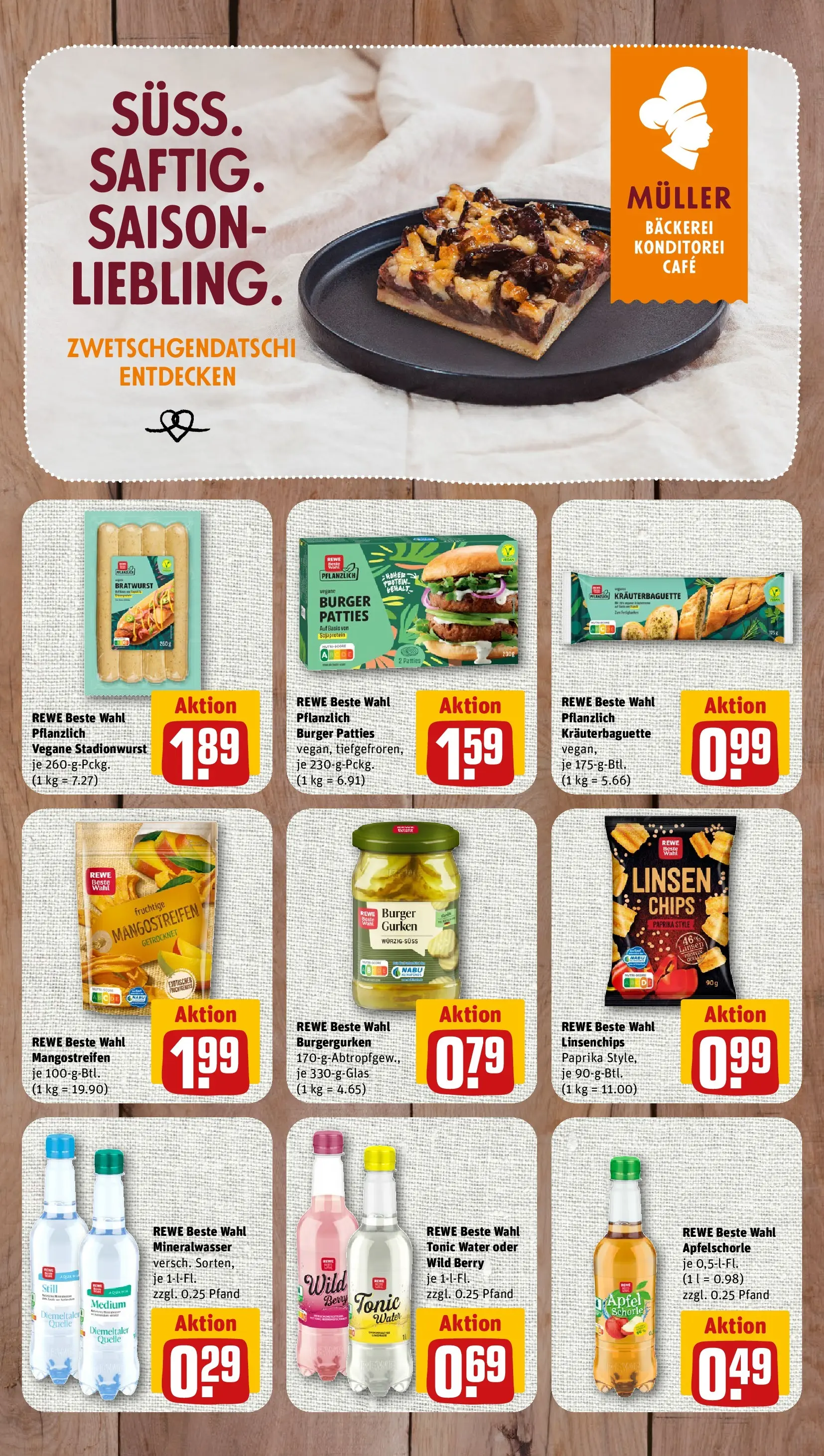 REWE Prospekt ab 03.08.2026 zum Blättern » Angebote | Seite: 7 | Produkte: Bratwurst, Burger, Äpfel, Gurken