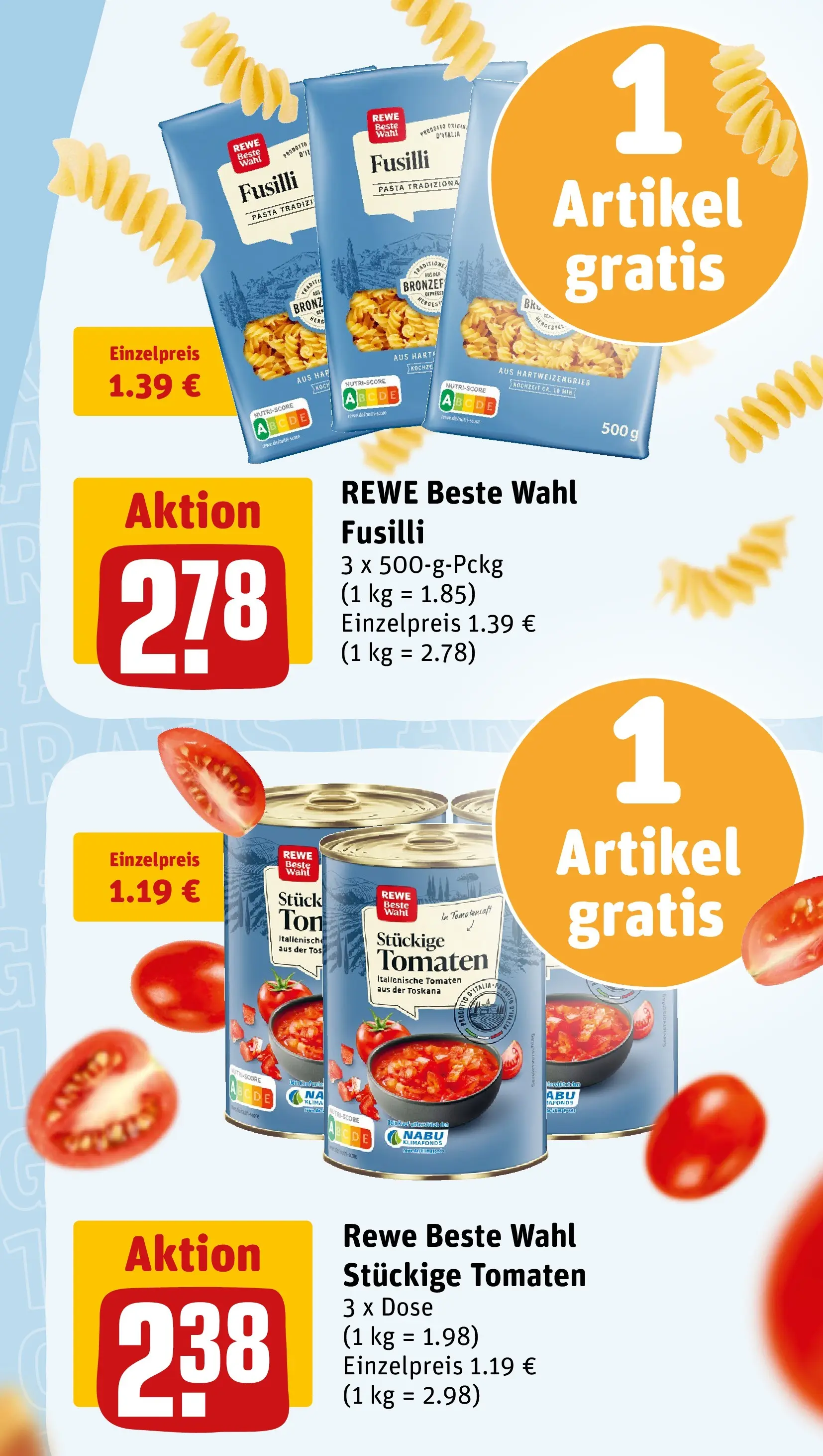 REWE Prospekt ab 03.08.2026 zum Blättern » Angebote | Seite: 2 | Produkte: Tomaten, Pasta
