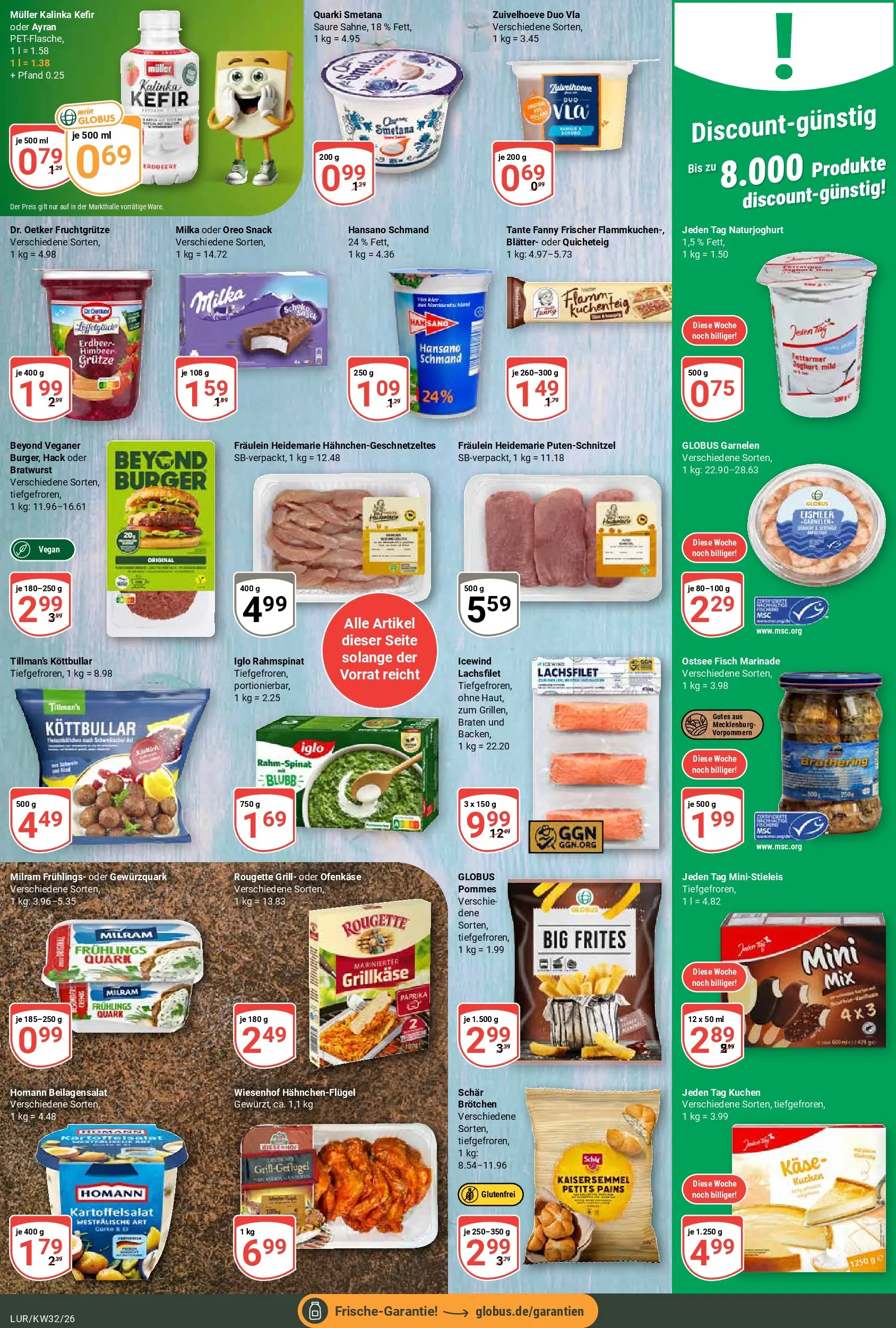 Globus Prospekt Hamburg (ab 03.08.2026) » Angebote online | Seite: 10 | Produkte: Käse, Bratwurst, Fisch, Milram