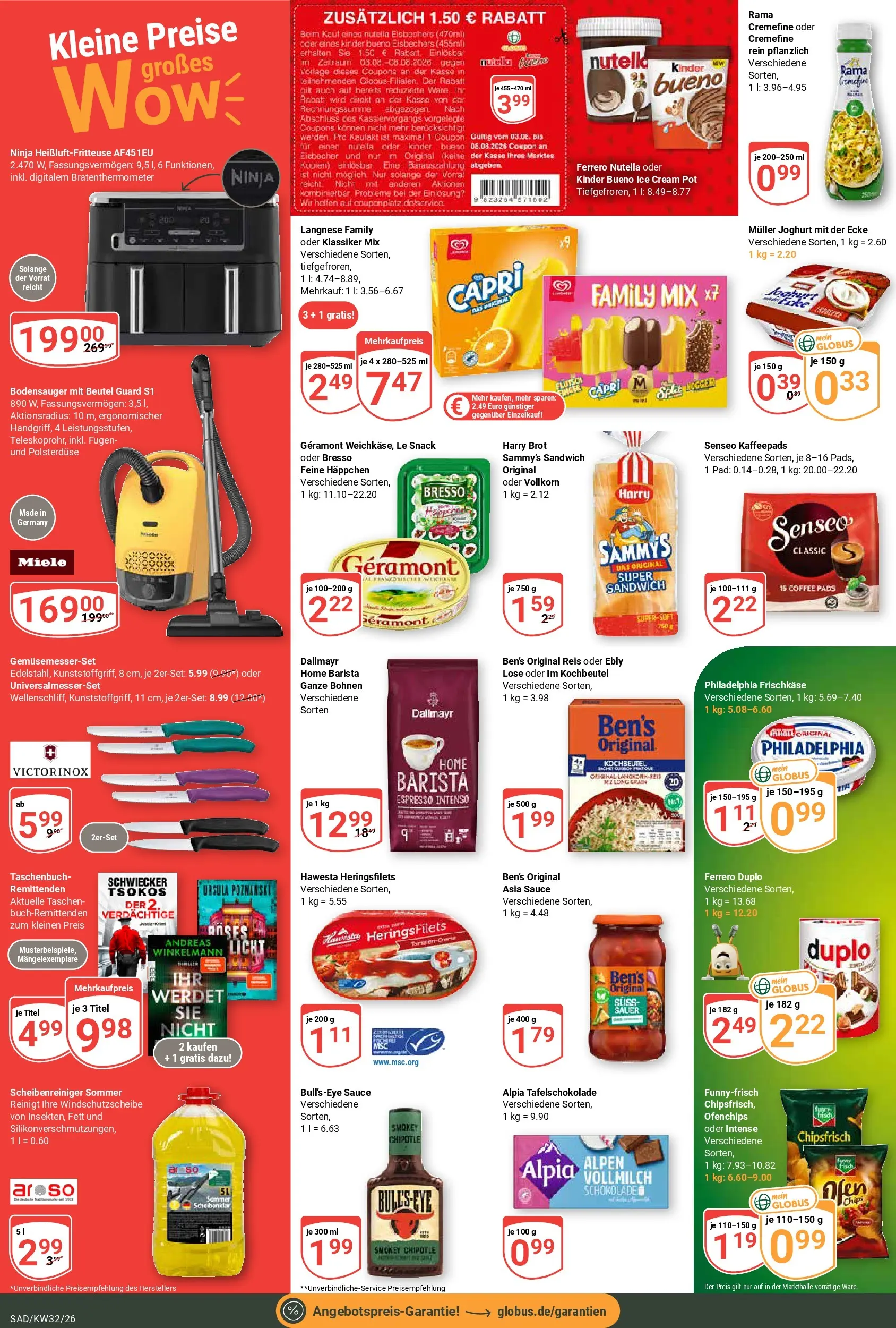 Globus Prospekt Schwandorf (ab 03.08.2026) » Angebote online | Seite: 2 | Produkte: Ferrero duplo, Philadelphia, Kinder bueno, Brot