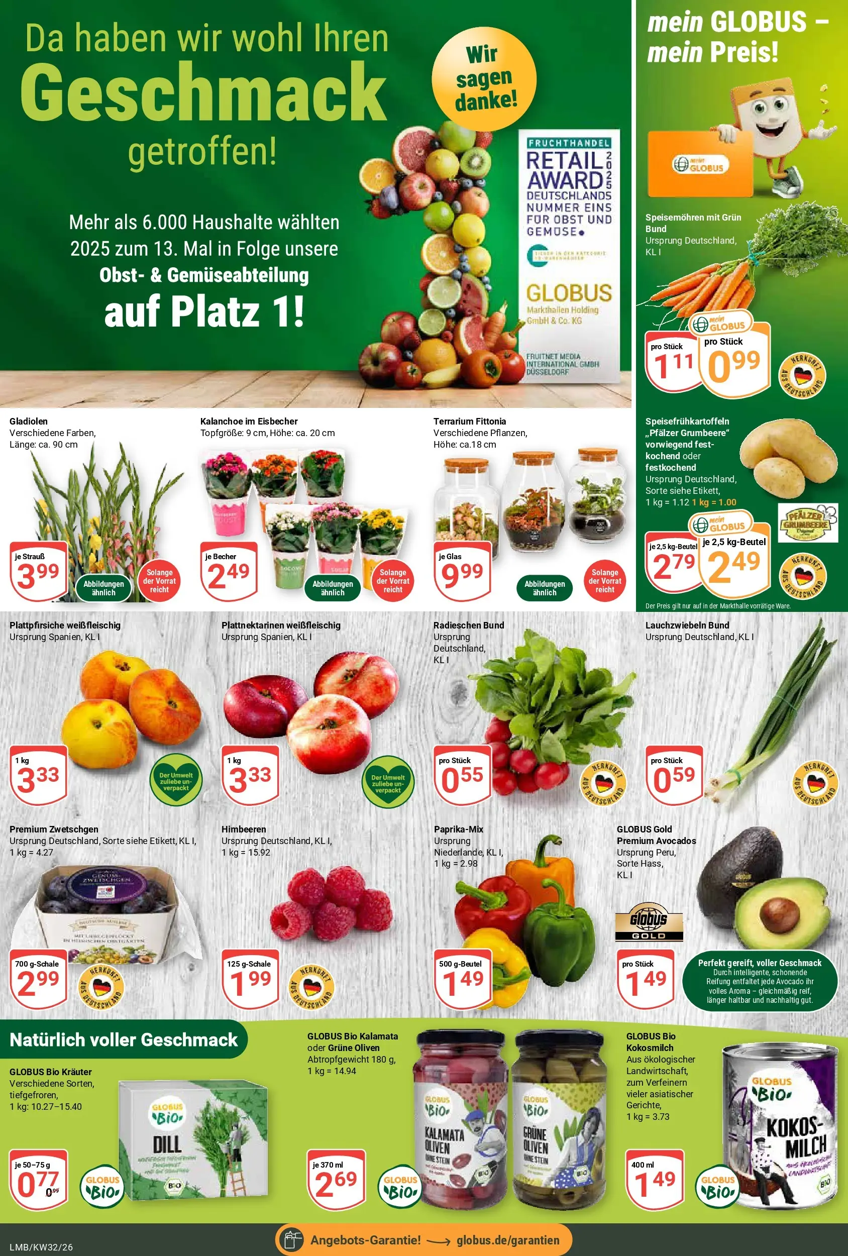 Globus Prospekt Limburg (ab 03.08.2026) » Angebote online | Seite: 8 | Produkte: Milch, Zwetschgen, Obst, Dill