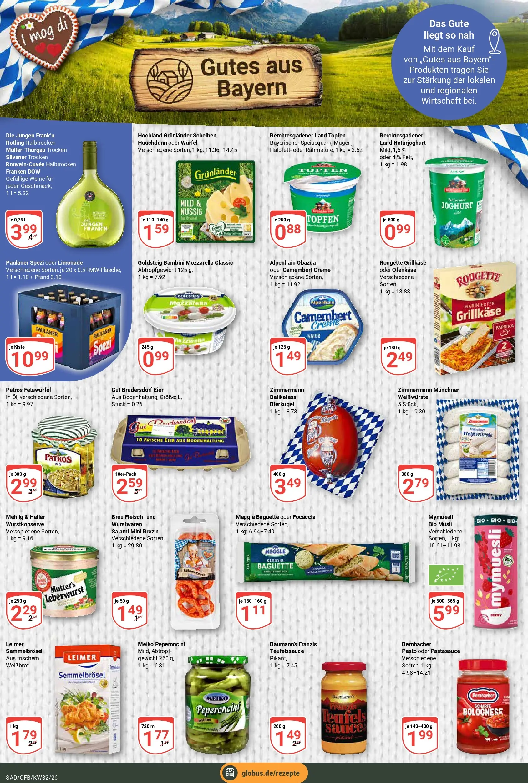 Globus Prospekt Schwandorf (ab 03.08.2026) » Angebote online | Seite: 8 | Produkte: Musli, Paulaner spezi, Baguette, Salami