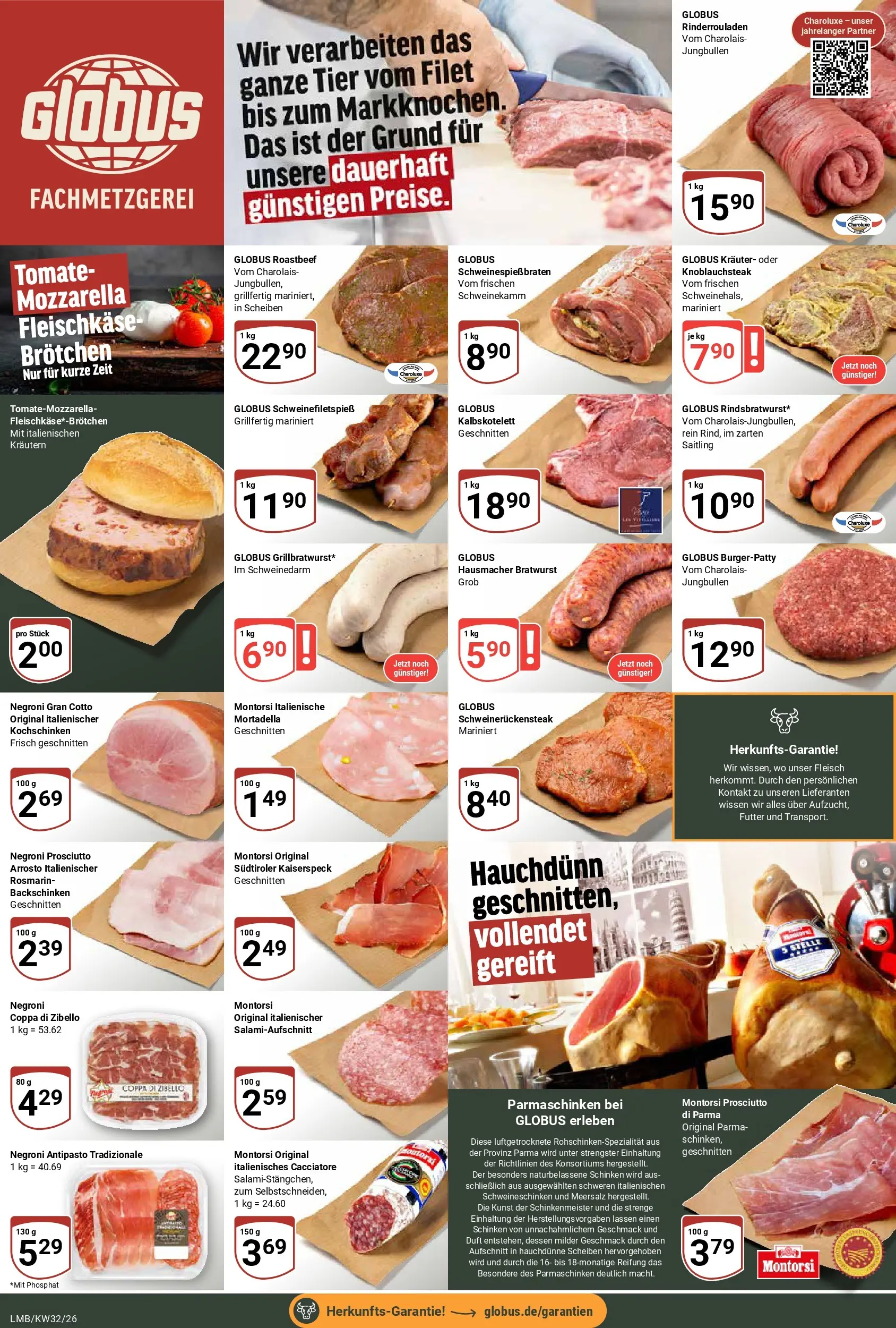 Globus Prospekt Limburg (ab 03.08.2026) » Angebote online | Seite: 10 | Produkte: Rinderrouladen, Bratwurst, Schinken, Fleisch