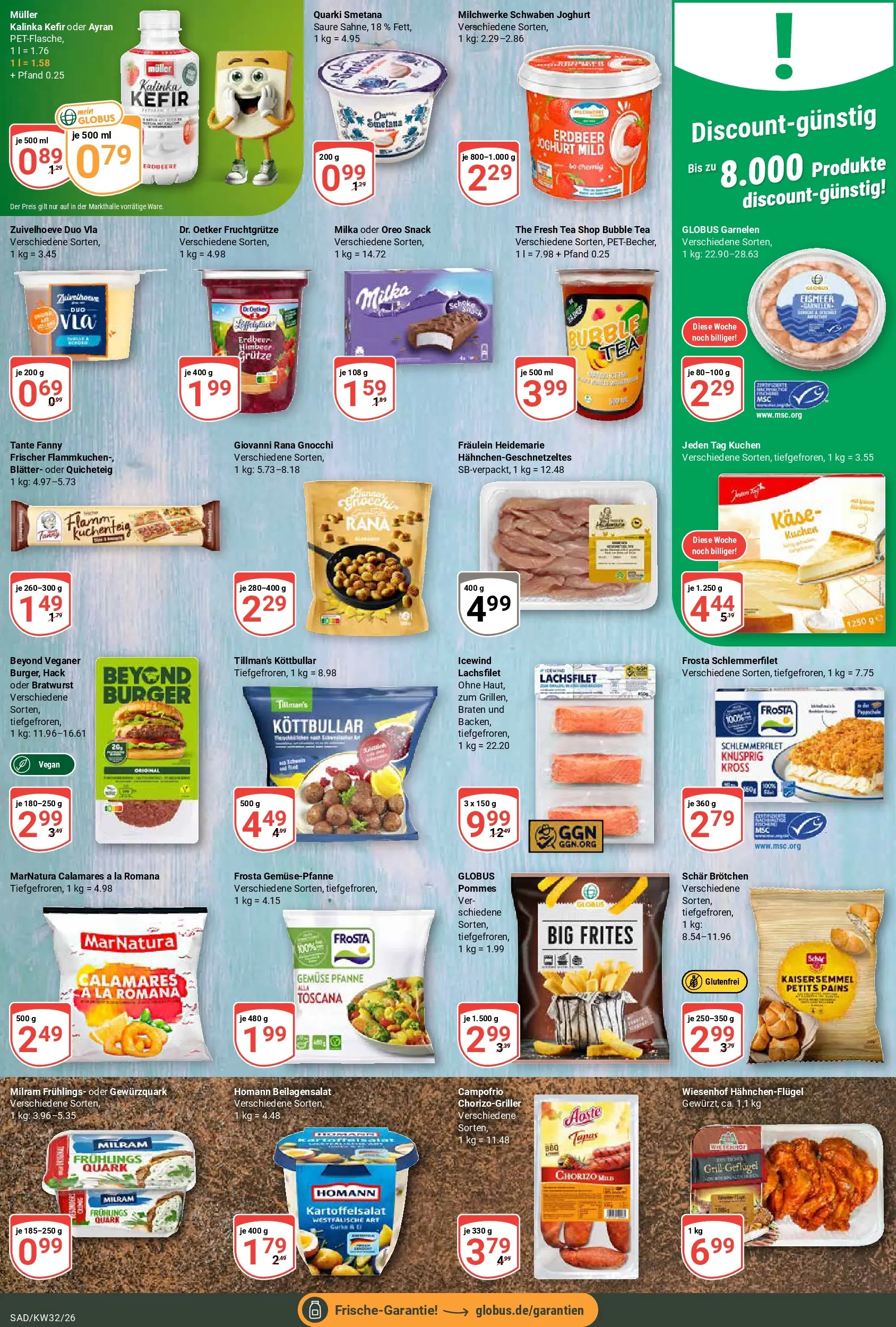 Globus Prospekt Schwandorf (ab 03.08.2026) » Angebote online | Seite: 9 | Produkte: Kefir, Burger, Gemüse, Kuchen