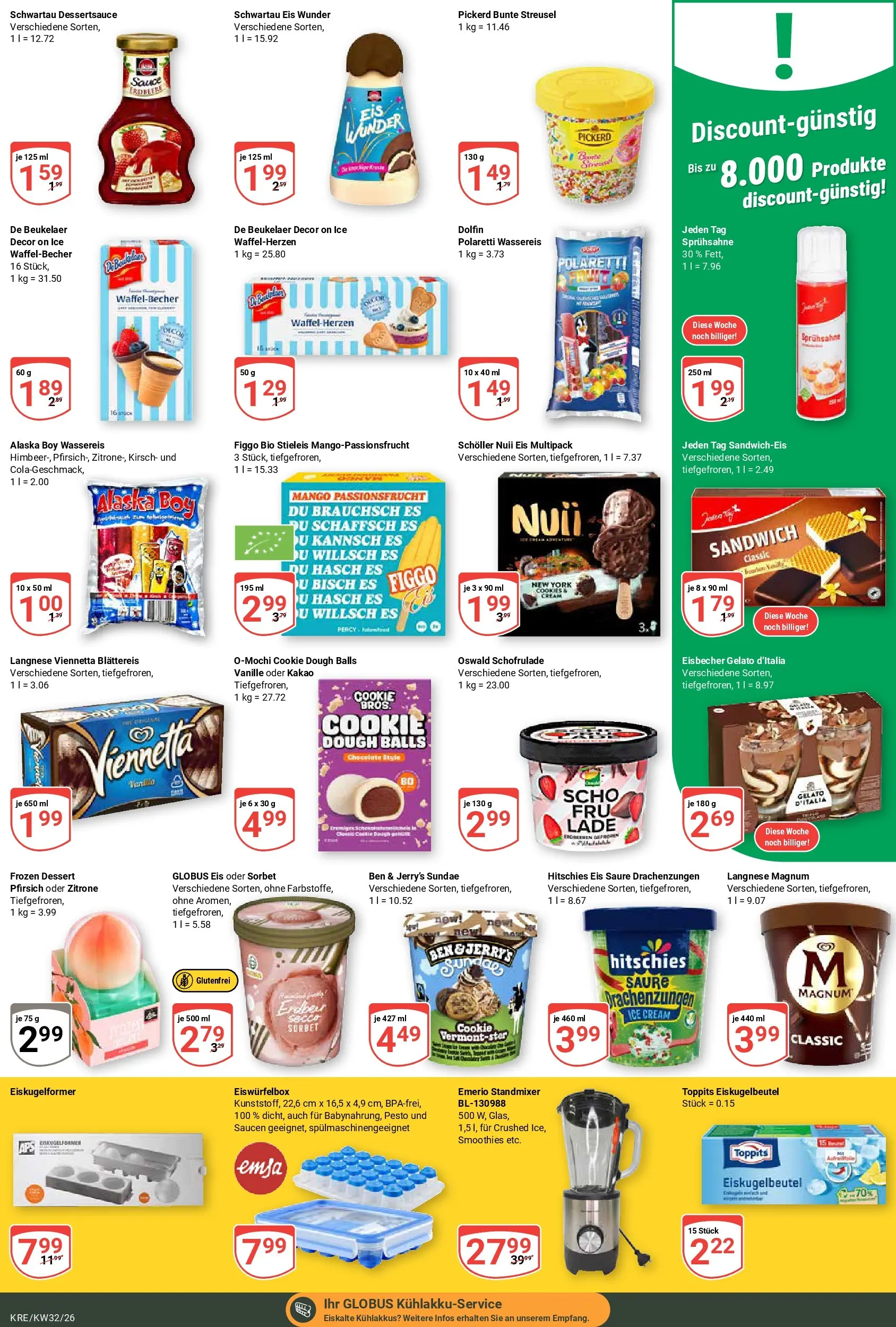 Globus Prospekt Krefeld (ab 03.08.2026) » Angebote online | Seite: 9 | Produkte: Nuii eis, Langnese, Ben & Jerry's, Zitrone