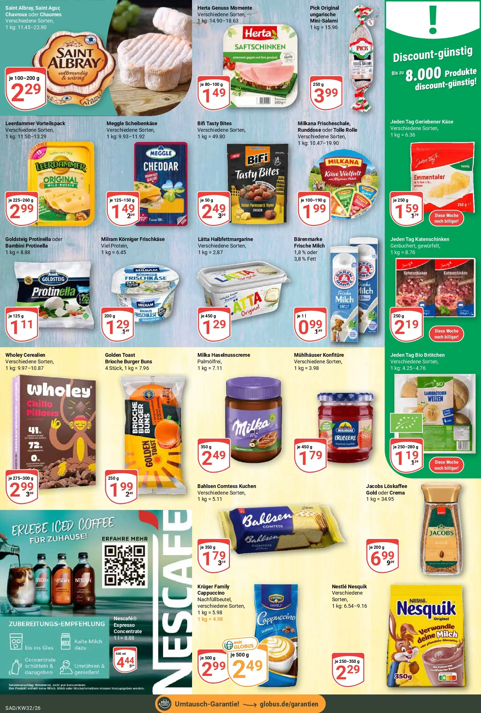 Globus Prospekt Schwandorf (ab 03.08.2026) » Angebote online | Seite: 11 | Produkte: Milch, Milram, Eis, Frischkase