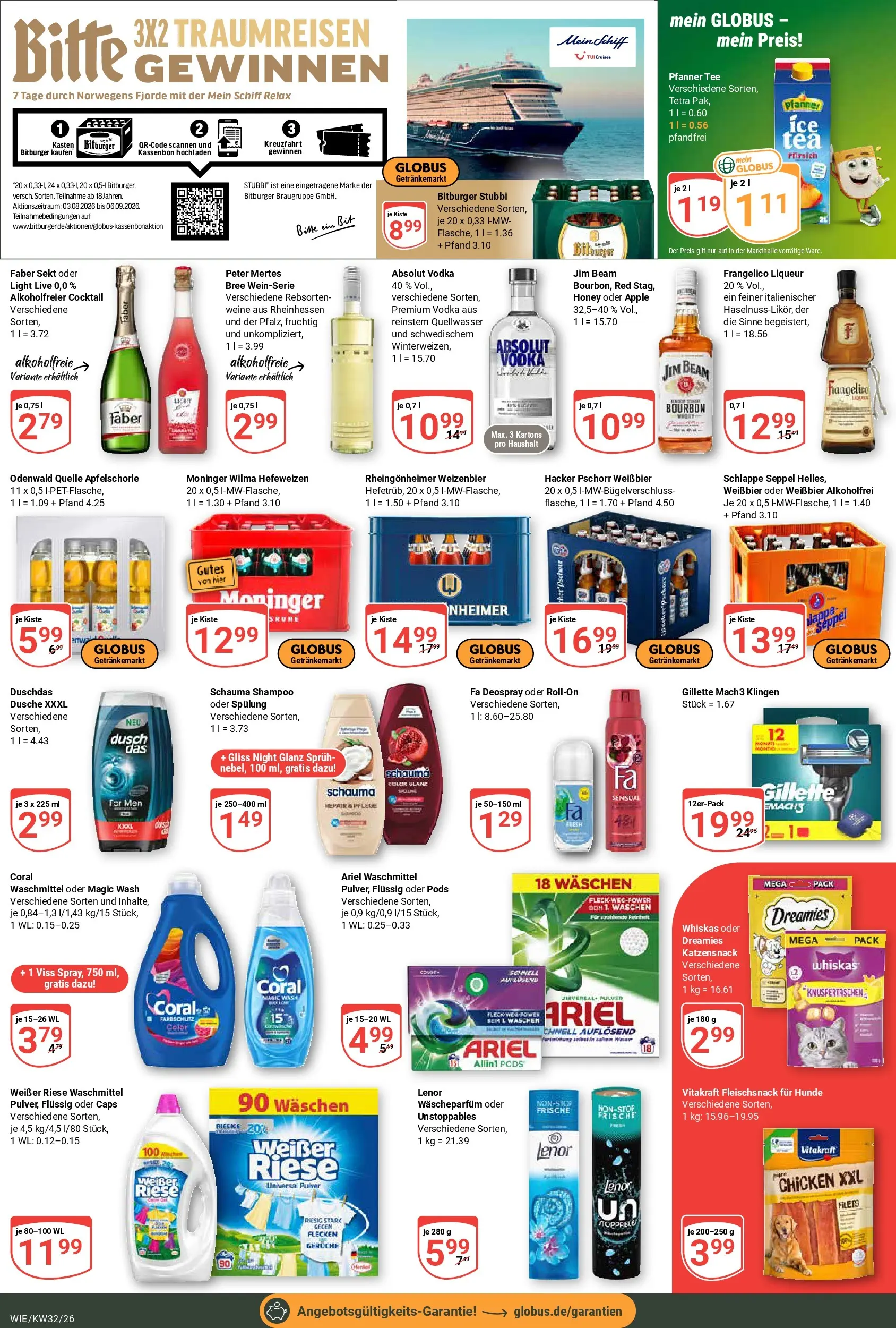 Globus Prospekt Waghäusel (ab 03.08.2026) » Angebote online | Seite: 3 | Produkte: Coral, Weißbier, Bree, Tee