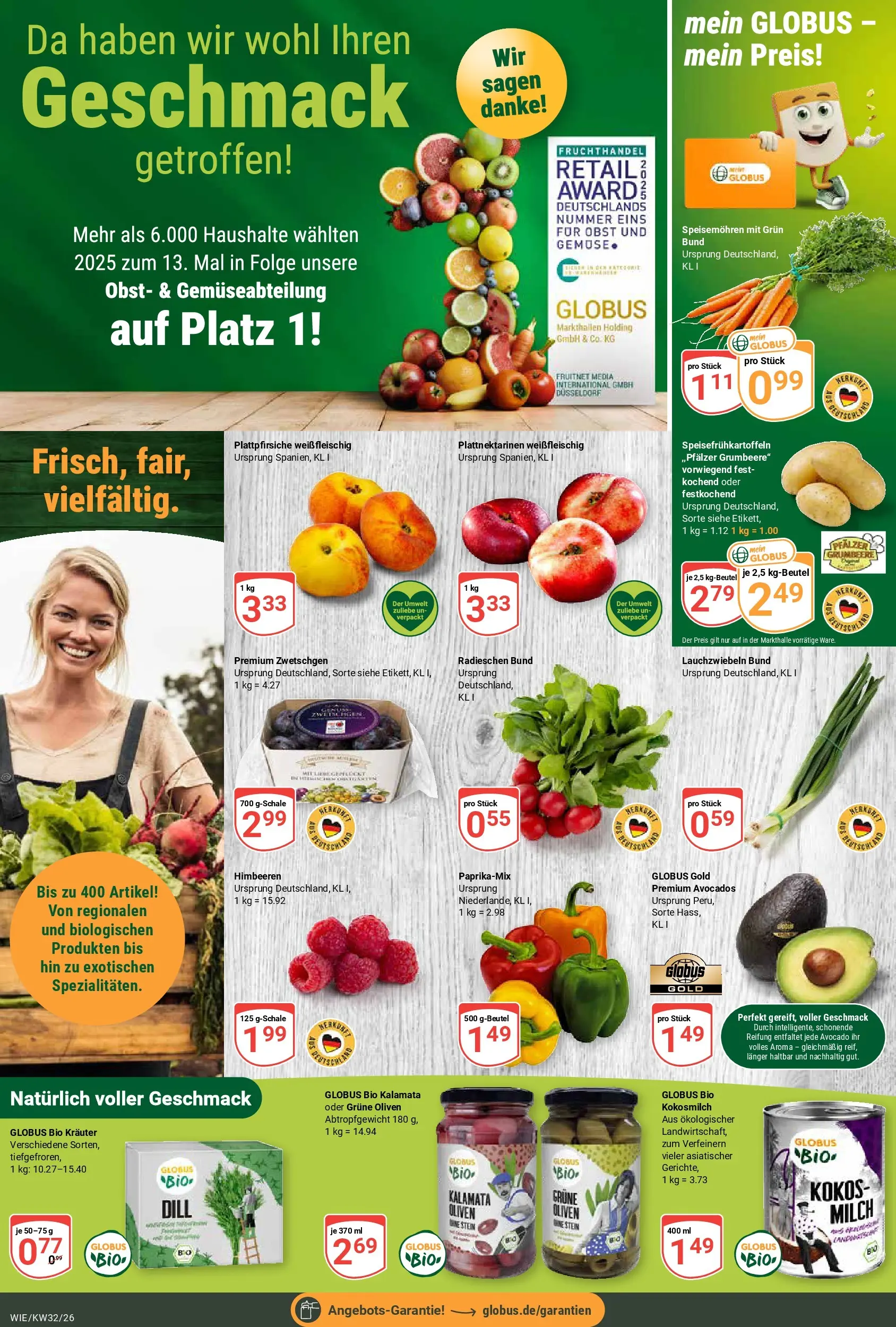 Globus Prospekt Waghäusel (ab 03.08.2026) » Angebote online | Seite: 4 | Produkte: Milch, Avocado, Obst, Dill
