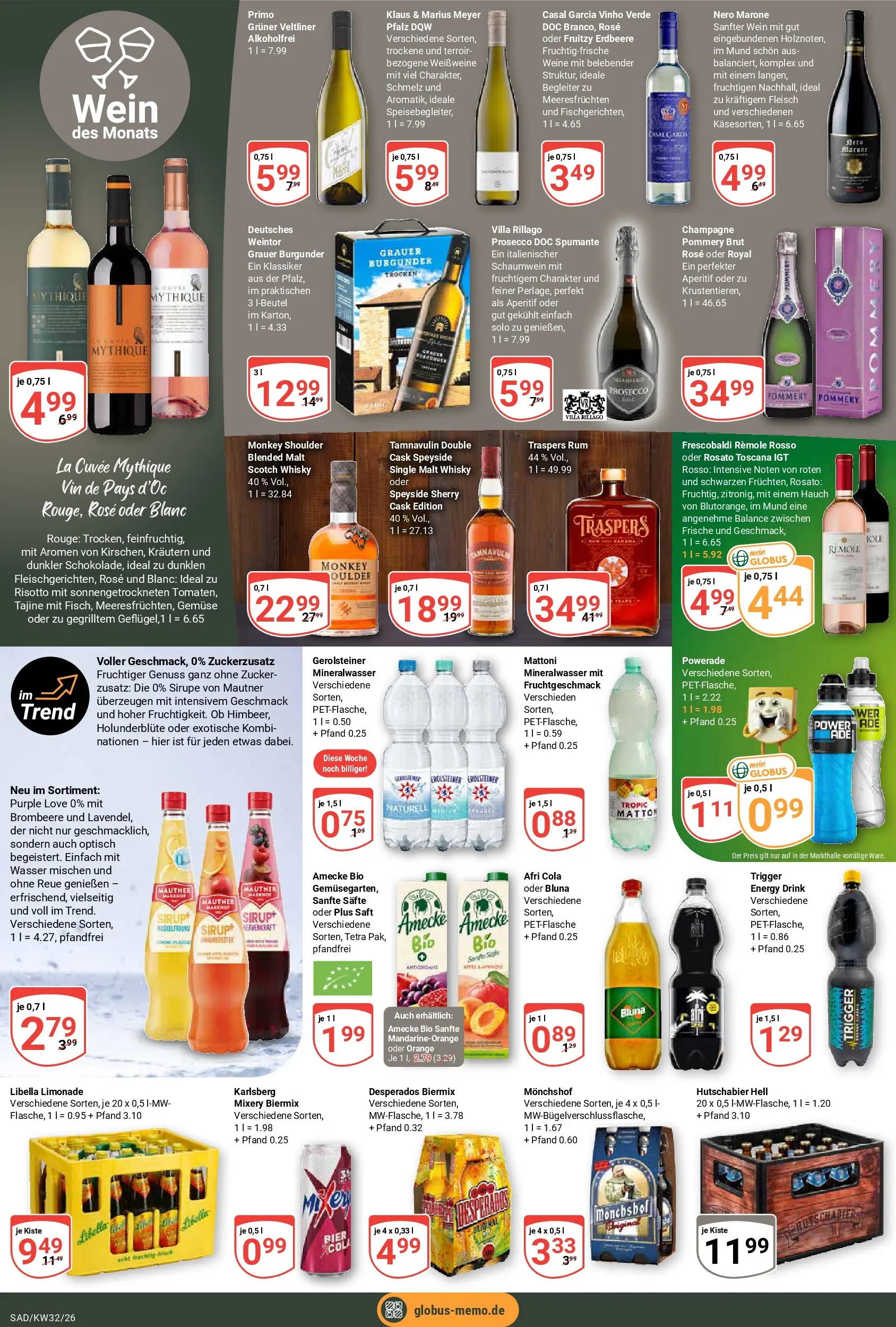 Globus Prospekt Schwandorf (ab 03.08.2026) » Angebote online | Seite: 15 | Produkte: Mixer, Powerade, Desperados, Saft