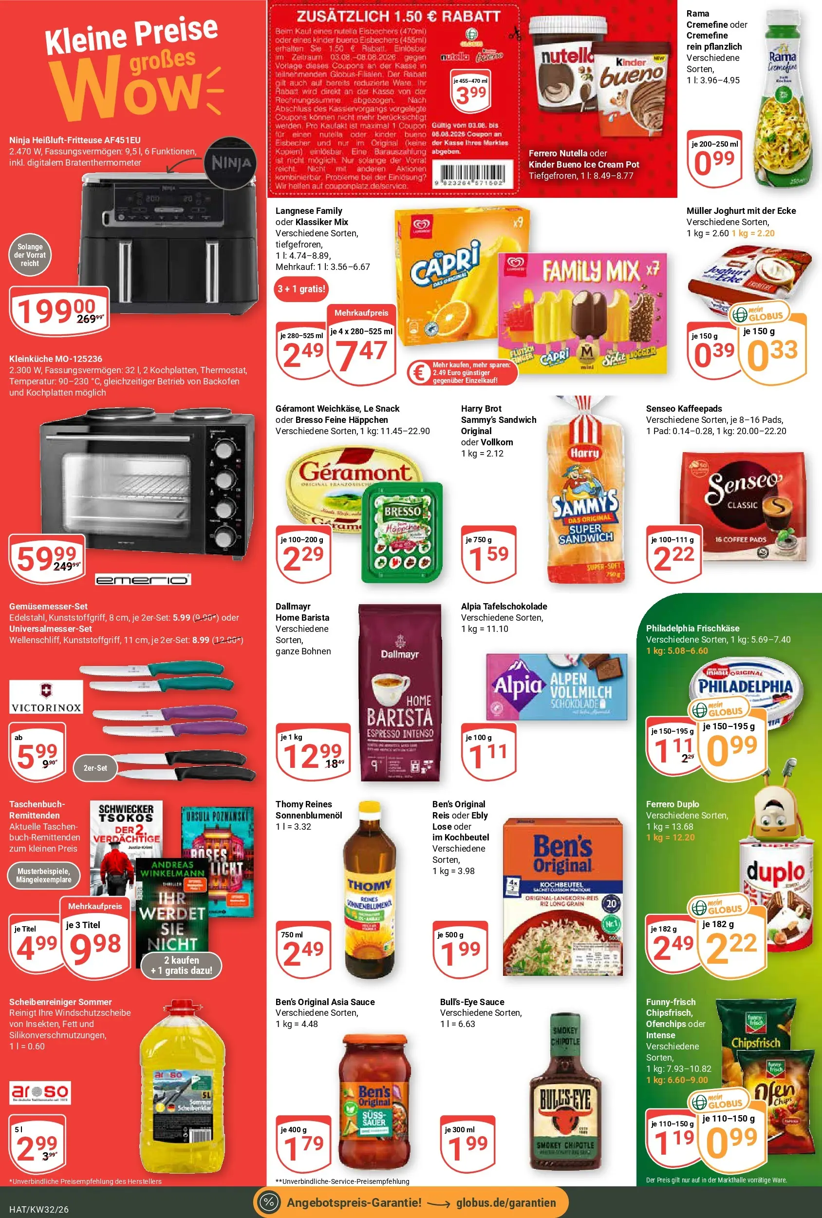 Globus Prospekt Hattersheim (ab 03.08.2026) » Angebote online | Seite: 6 | Produkte: Joghurt, Nutella, Dallmayr, Brot