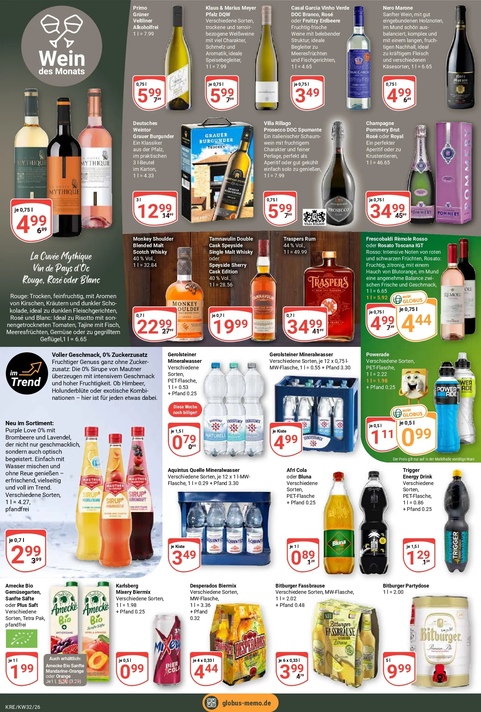 Globus Prospekt Krefeld (ab 03.08.2026) » Angebote online | Seite: 16 | Produkte: Rouge, Mineralwasser, Zucker, Desperados