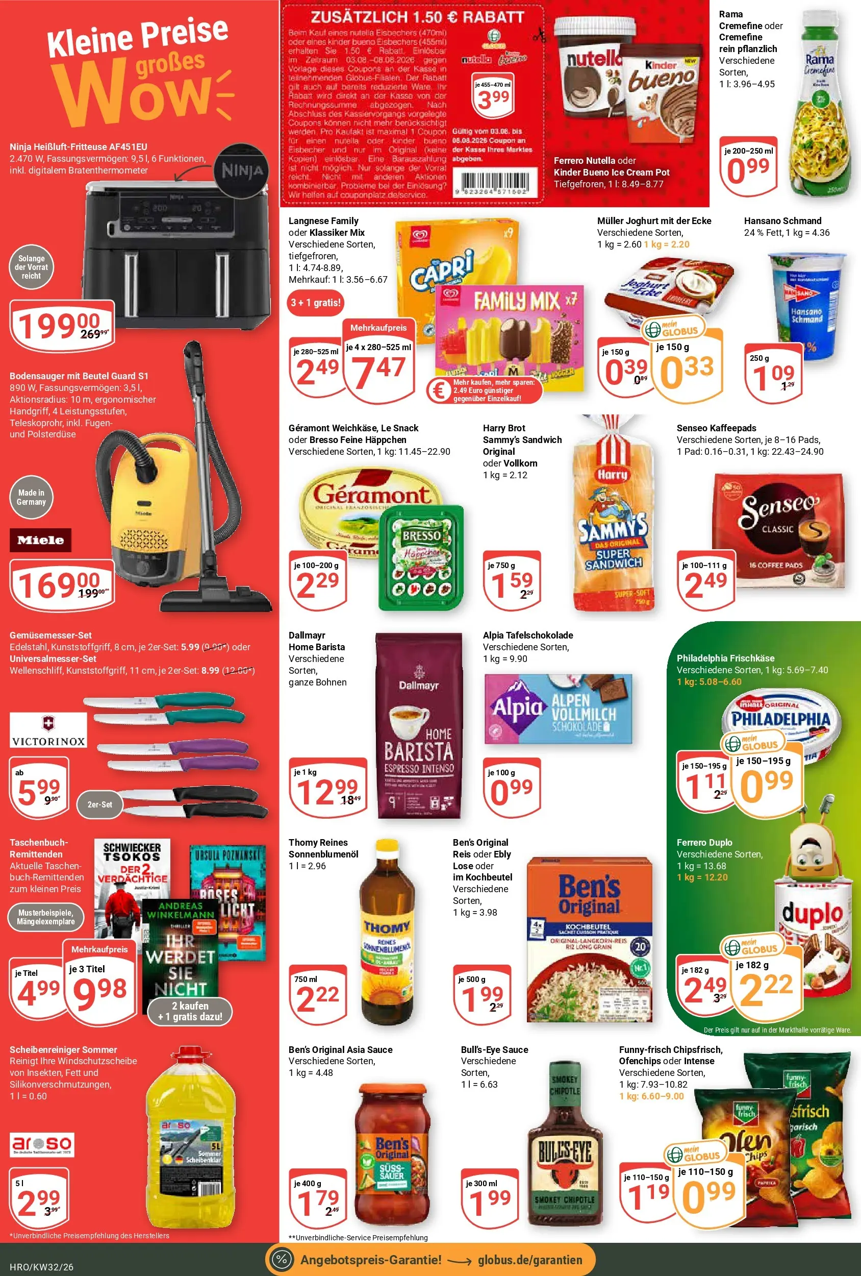 Globus Prospekt Rostock (ab 03.08.2026) » Angebote online | Seite: 2 | Produkte: Miele, Rama, Joghurt, Chips