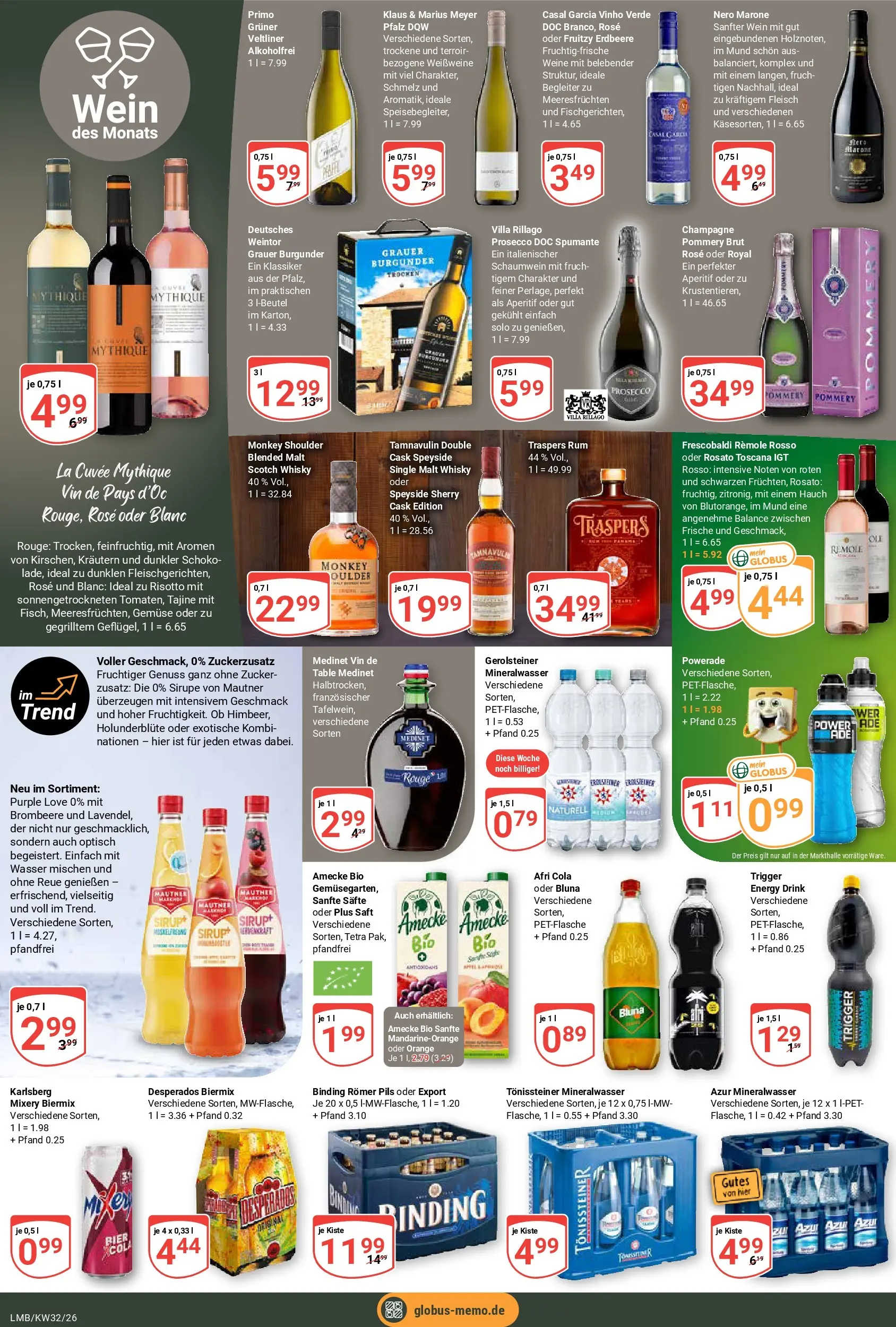 Globus Prospekt Limburg (ab 03.08.2026) » Angebote online | Seite: 20 | Produkte: Sirup, Prosecco, Powerade, Fleisch