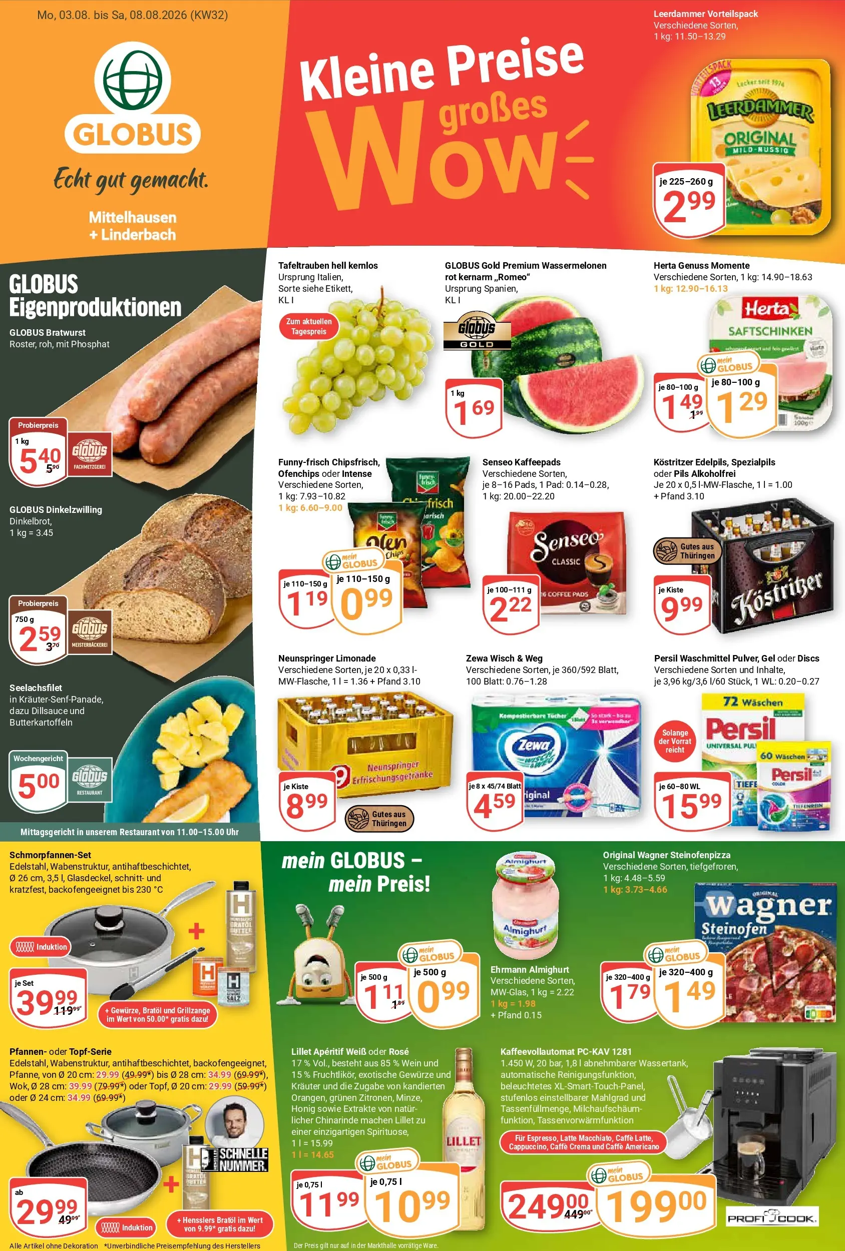 Globus Prospekt Mittelhausen (ab 03.08.2026) » Angebote online | Seite: 5 | Produkte: Zewa, Leerdammer, Wein, Kaffeevollautomat
