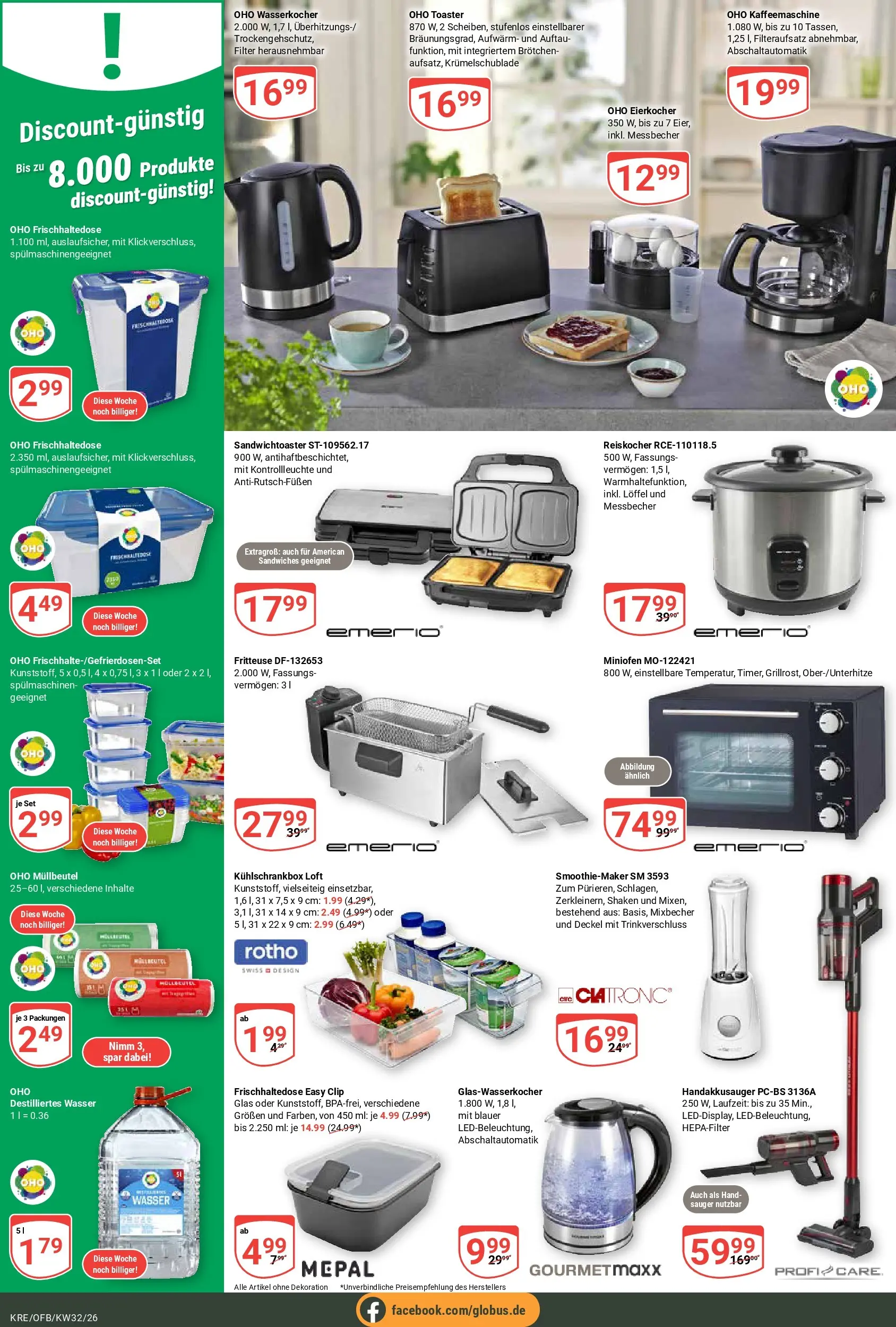 Globus Prospekt Krefeld (ab 03.08.2026) » Angebote online | Seite: 20 | Produkte: Kaffeemaschine, Wasserkocher, Toaster, Fritteuse