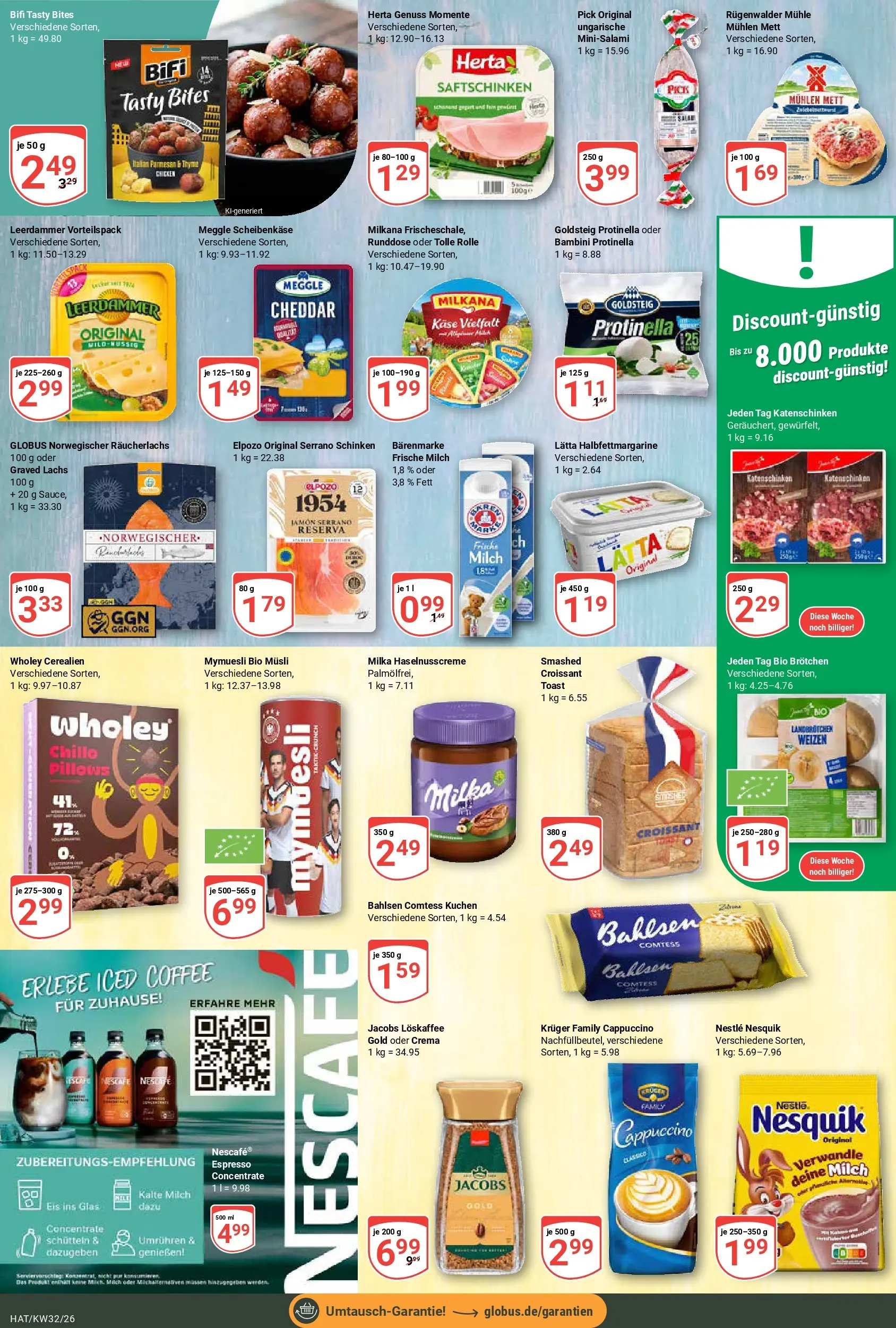 Globus Prospekt Hattersheim (ab 03.08.2026) » Angebote online | Seite: 14 | Produkte: Toast, Milkana, Lachs, Eis