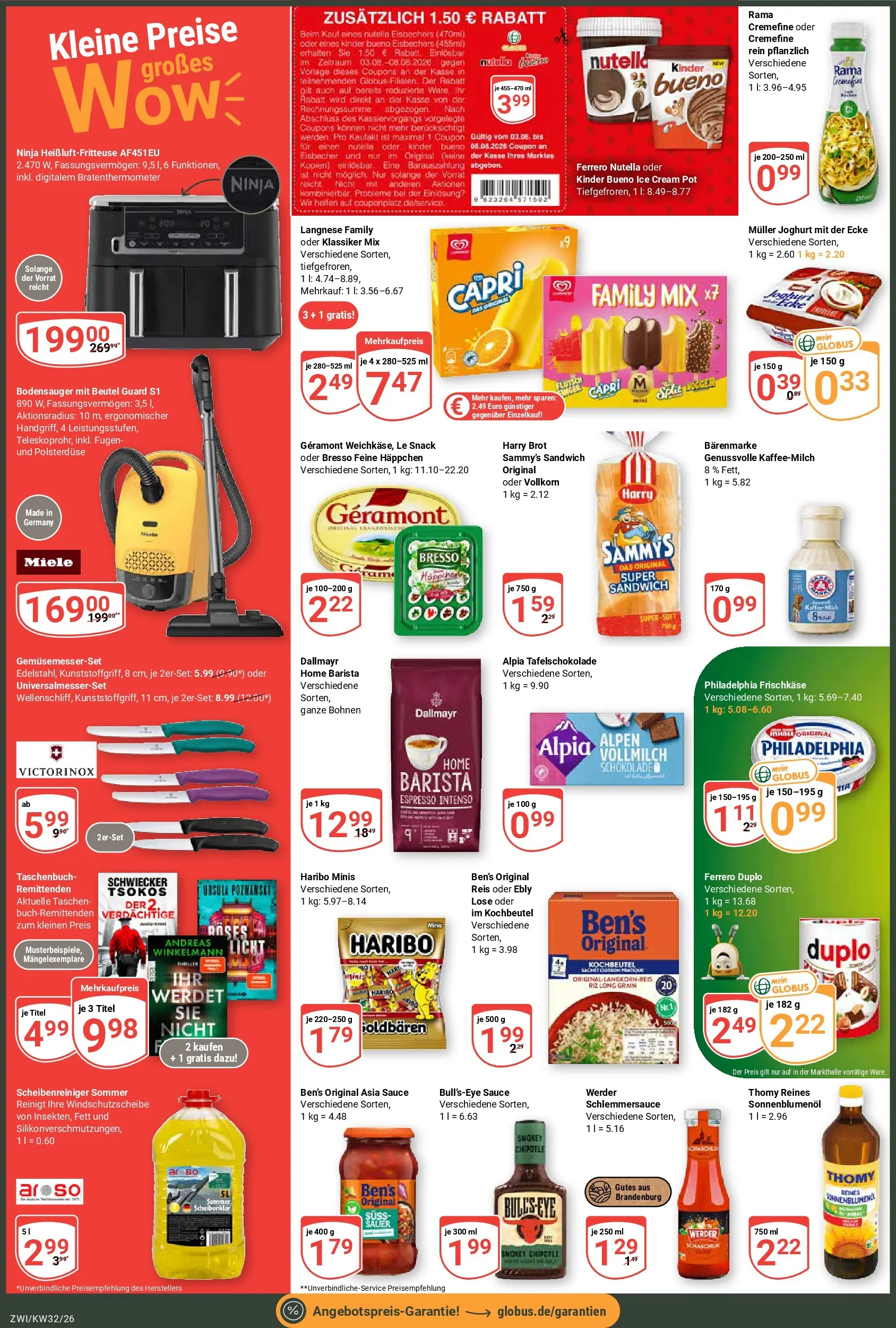 Globus Prospekt Zwickau (ab 03.08.2026) » Angebote online | Seite: 2 | Produkte: Miele, Ferrero duplo, Philadelphia, Bresso