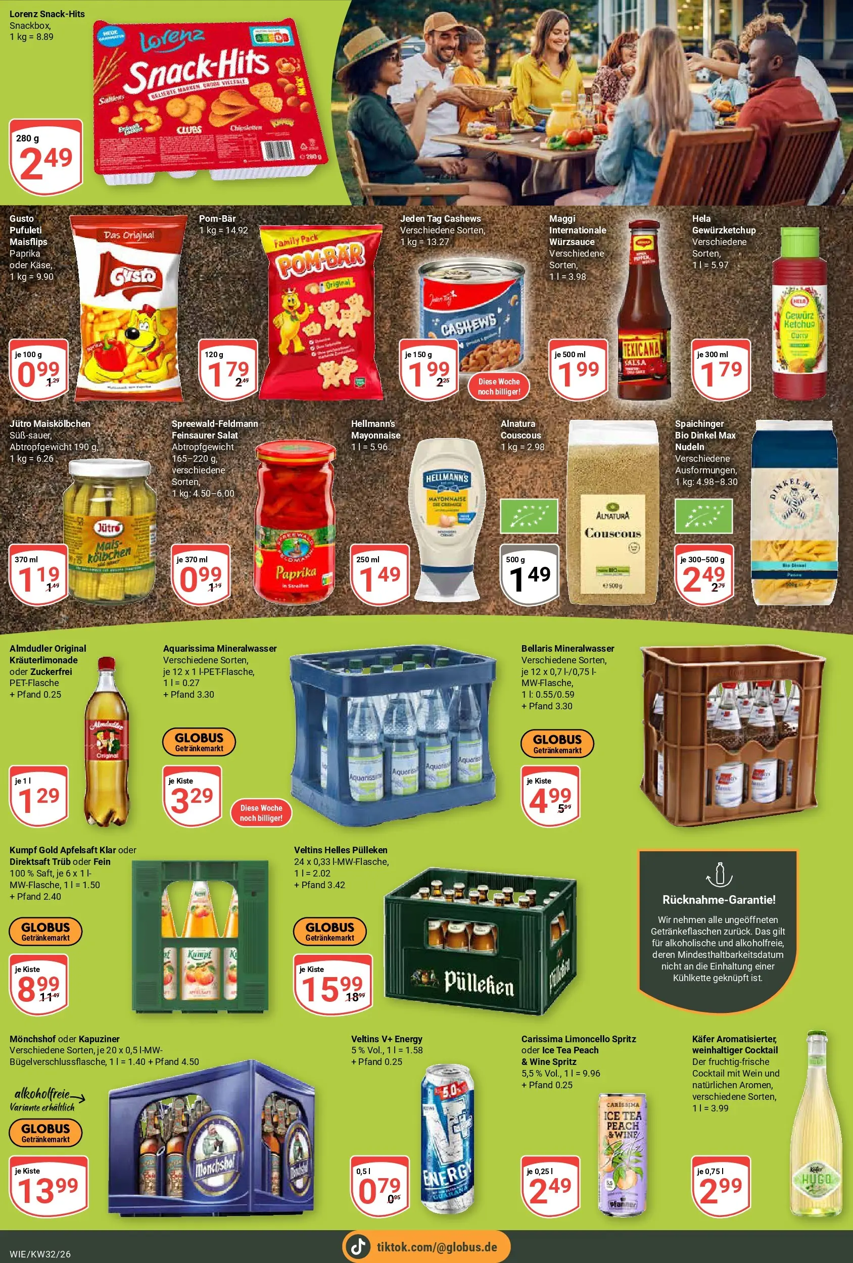 Globus Prospekt Waghäusel (ab 03.08.2026) » Angebote online | Seite: 16 | Produkte: Mineralwasser, Limoncello, Nudeln, Veltins