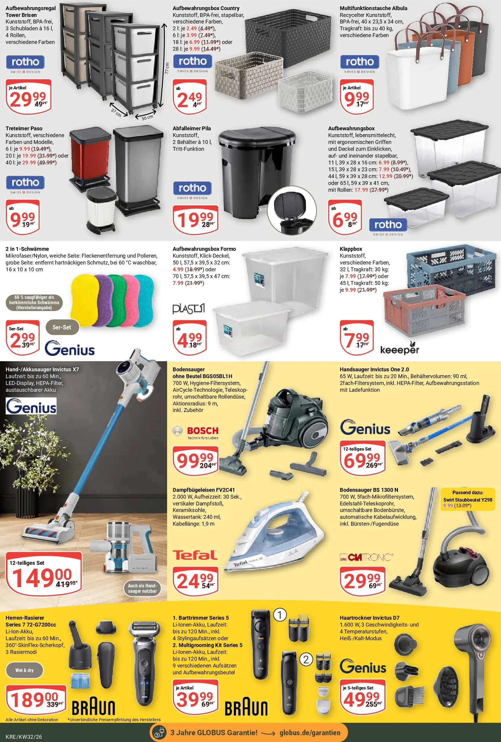 Globus Prospekt Krefeld (ab 03.08.2026) » Angebote online | Seite: 26 | Produkte: Bosch, Haartrockner, Abfalleimer