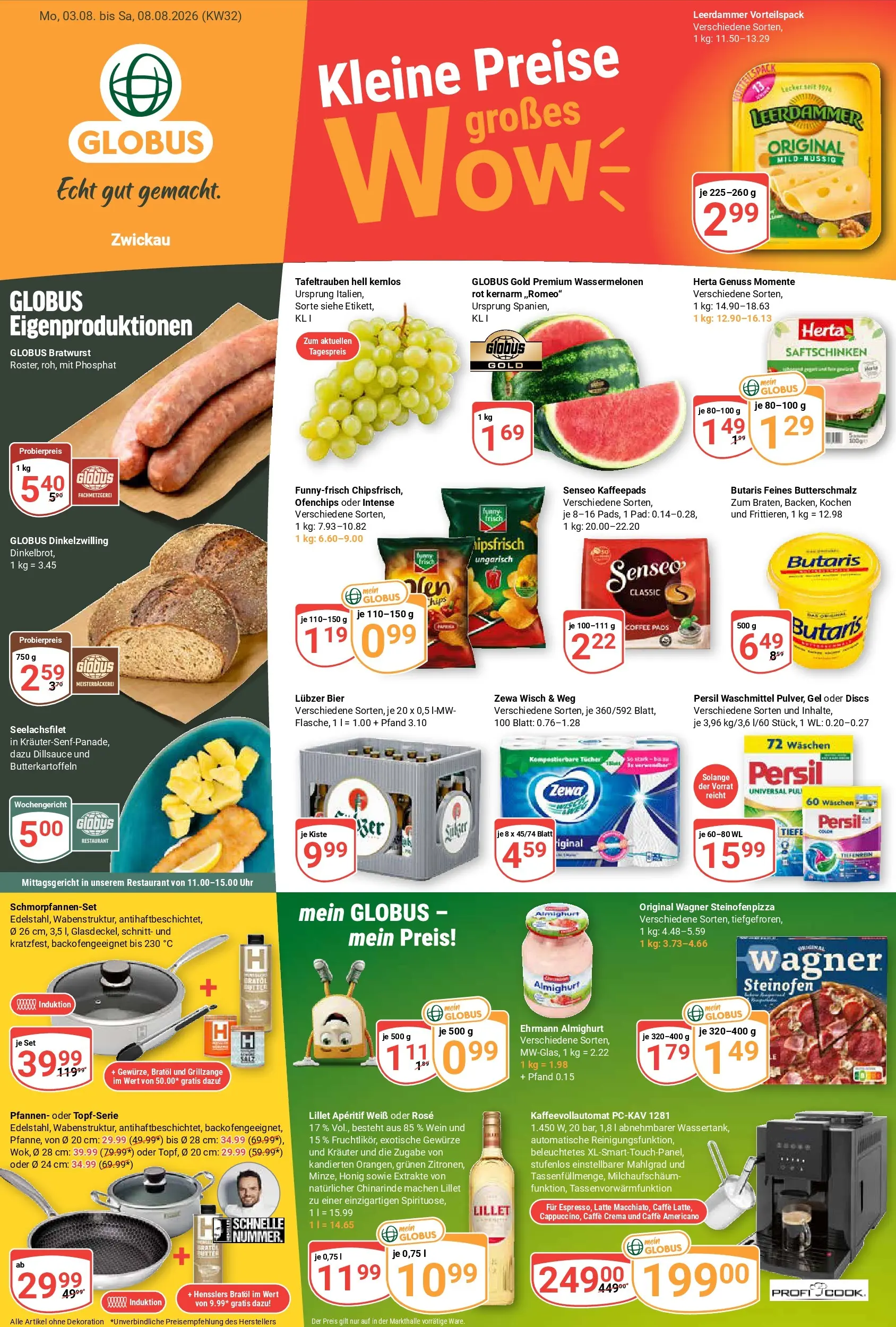 Globus Prospekt Zwickau (ab 03.08.2026) » Angebote online | Seite: 5 | Produkte: Leerdammer, Gewürze, Senseo kaffeepads, Kaffeevollautomat
