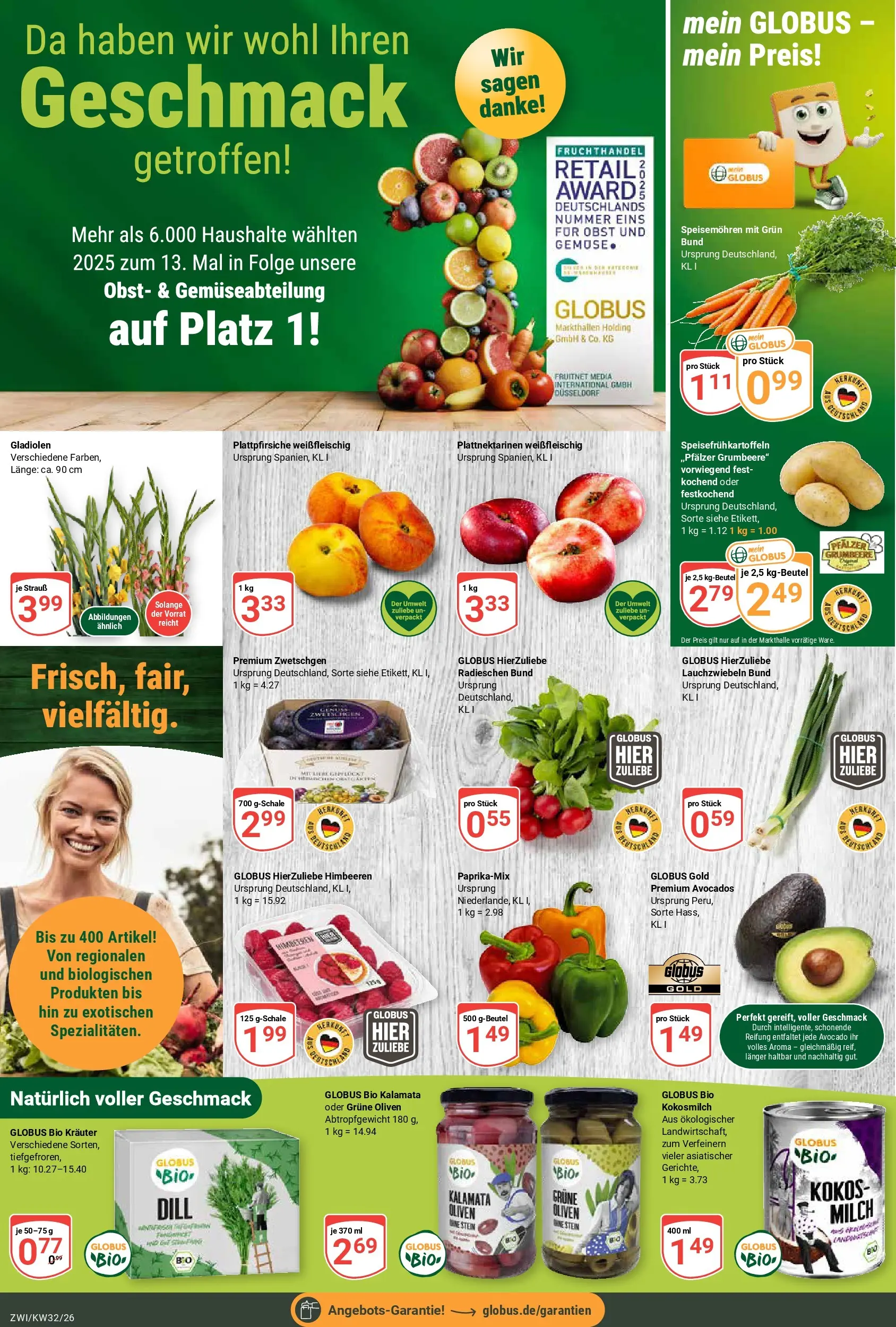 Globus Prospekt Zwickau (ab 03.08.2026) » Angebote online | Seite: 6 | Produkte: Himbeeren, Zwetschgen, Gemüse, Obst
